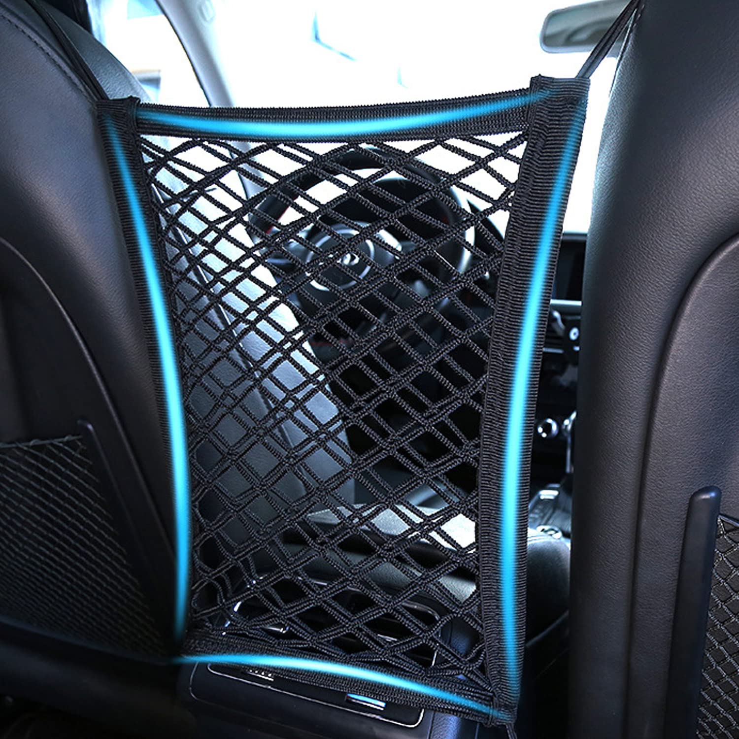 STHIRA Car Mesh Organizer for Seat Back Storage with Braided Elastic Net 30×25cm | Easy Buckle Installation