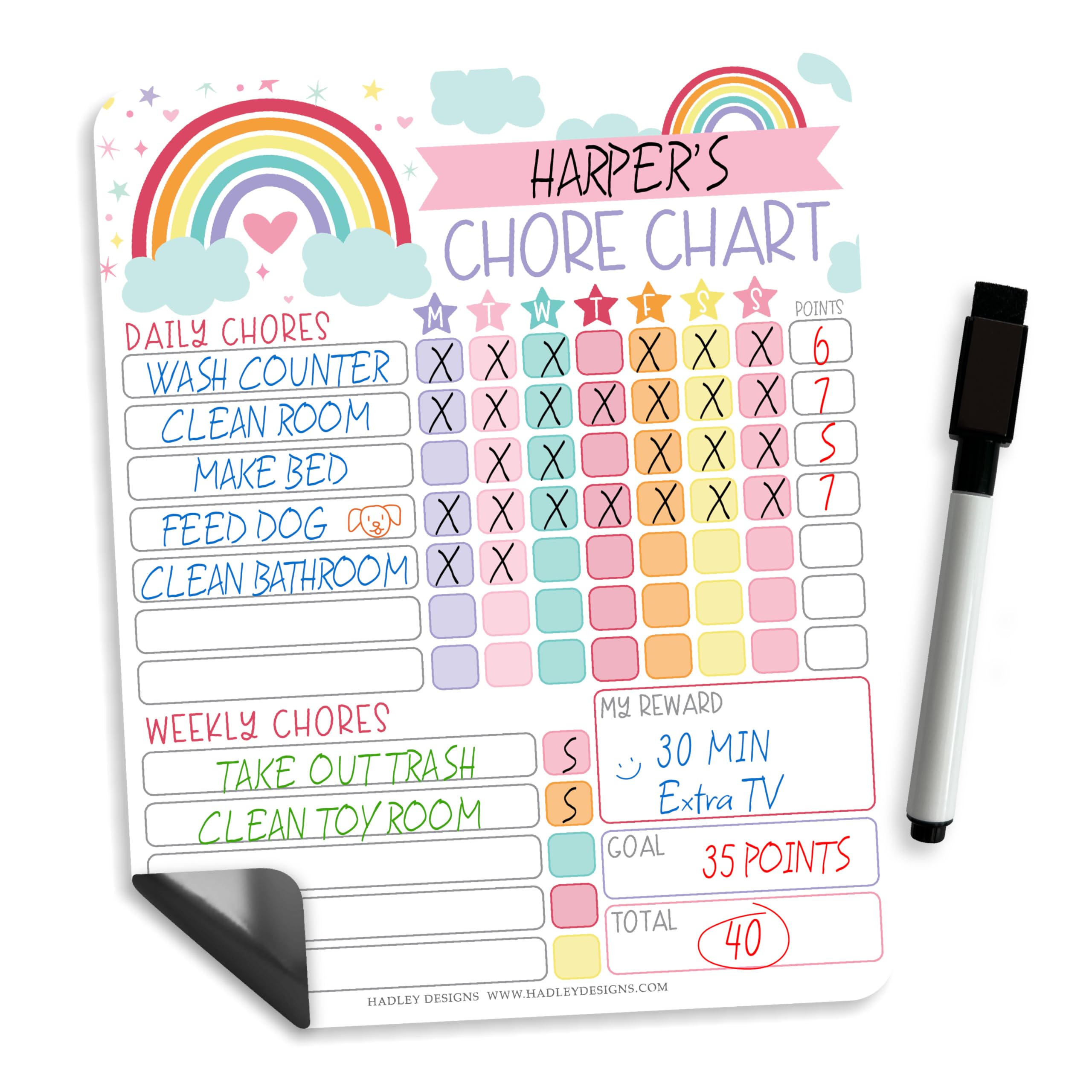 OFIFO® Chore Chart for Kids - Good Behavior Chart for Kids at Home, Dry Erase Daily, Weekly Responsibility List, Colorful Chore Board-Multicolor
