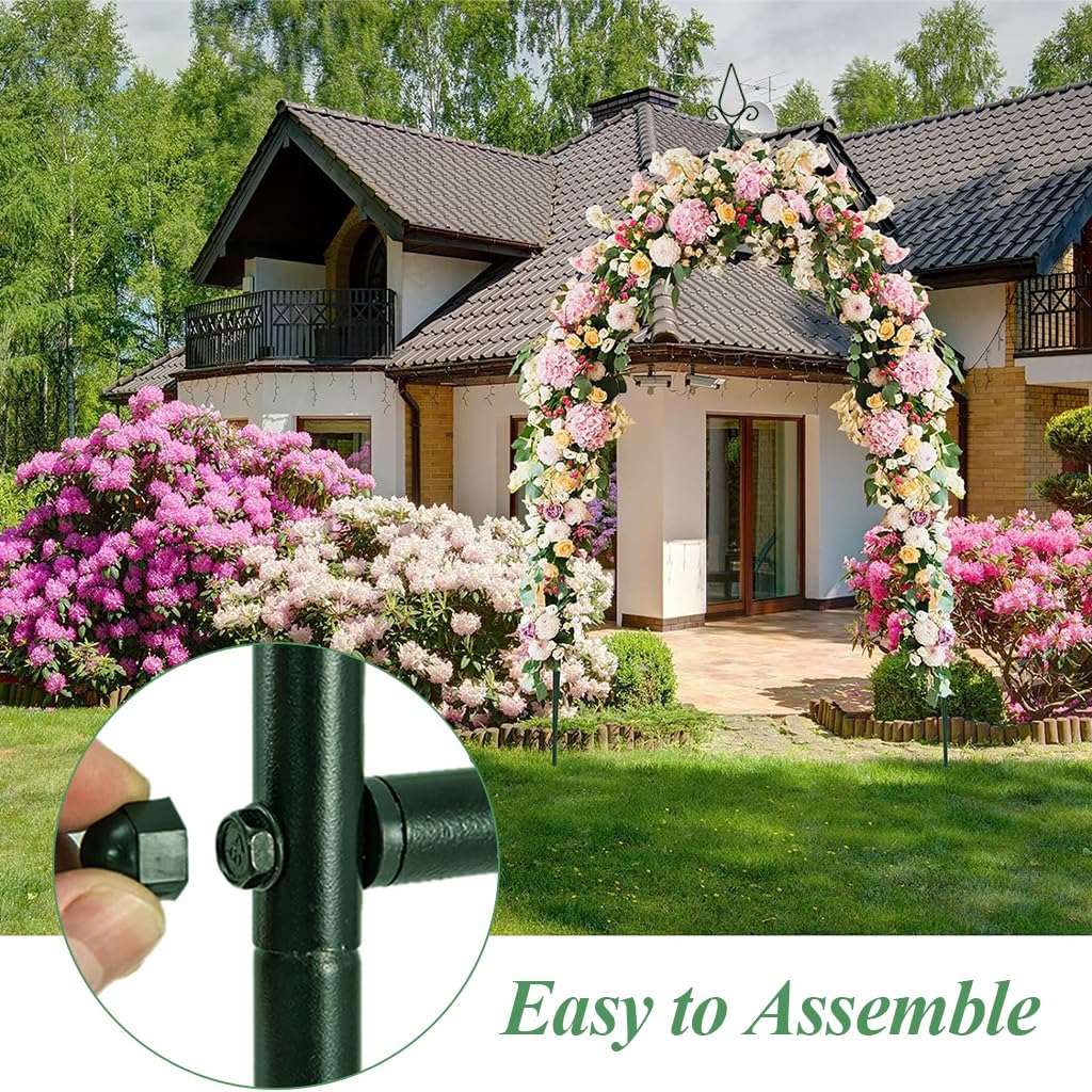 Supvox® Metal Wedding Arch Trellis Sturdy Iron Garden with Pergola Style Backdrop for Flower Stand Climbers Plants Outdoor Indoor Ceremony Party Decor Easy Assembly 255x140x38cm 2PCS