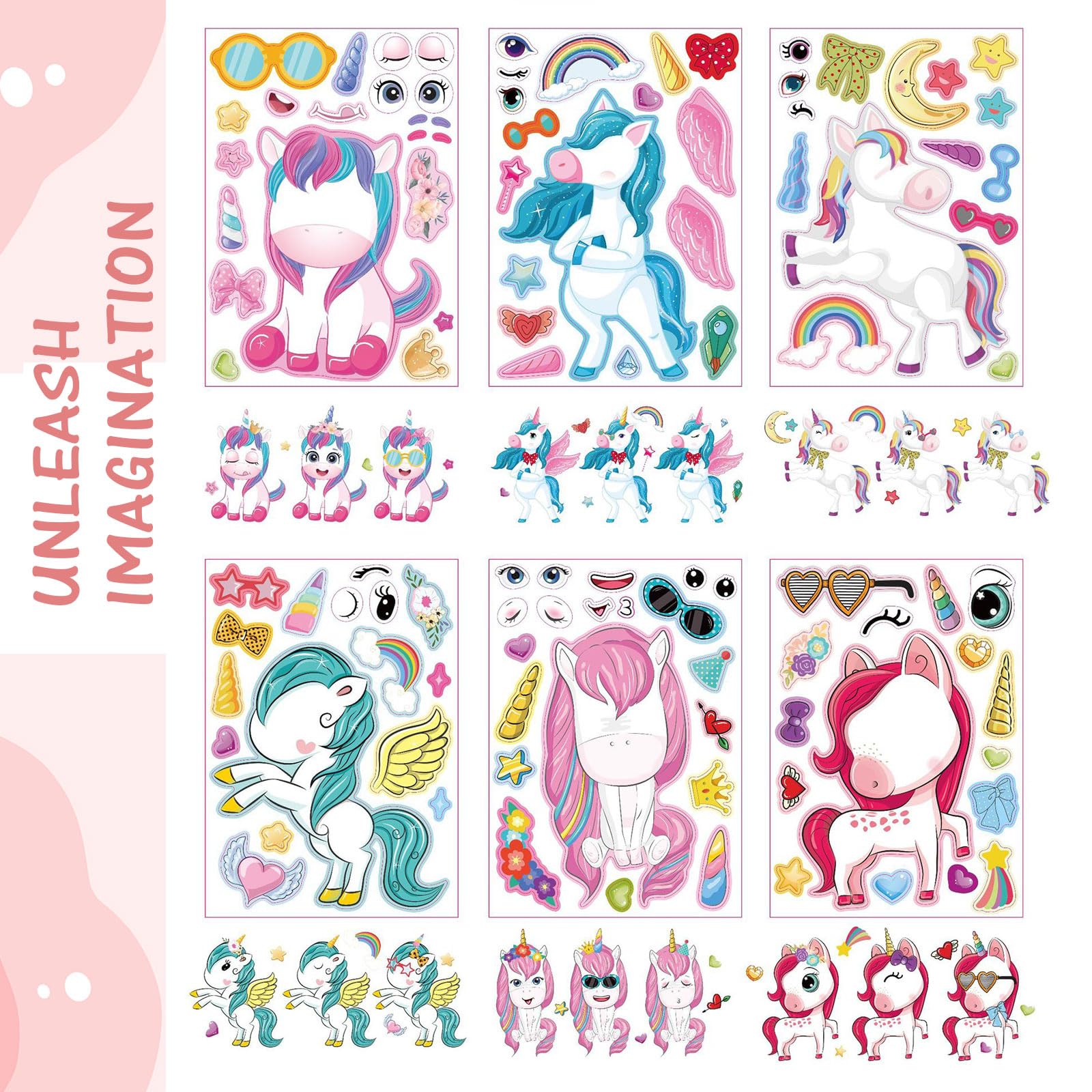PATPAT 24 Sheet DIY Unicorn Stickers MakeYour Own Unicorn Stickers DIY Stickers Puzzle Stickers for Kids Fun Unicorn Puzzle Stickers