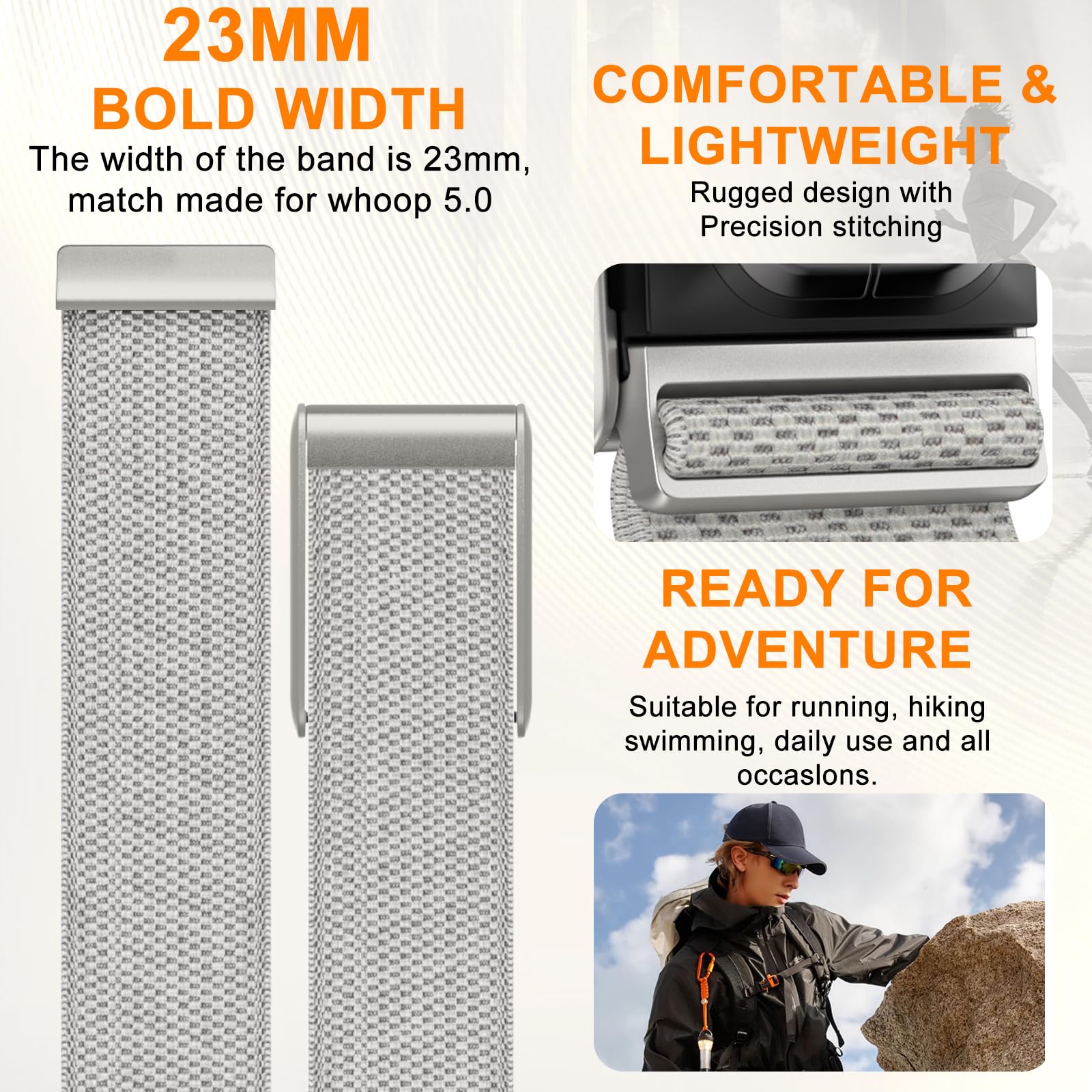 PROBEROS Compatible Watch Band for WHOOP 5.0 and 4.0 featuring Adjustable Metal Buckle | Soft Stretchy Woven Polyester Strap