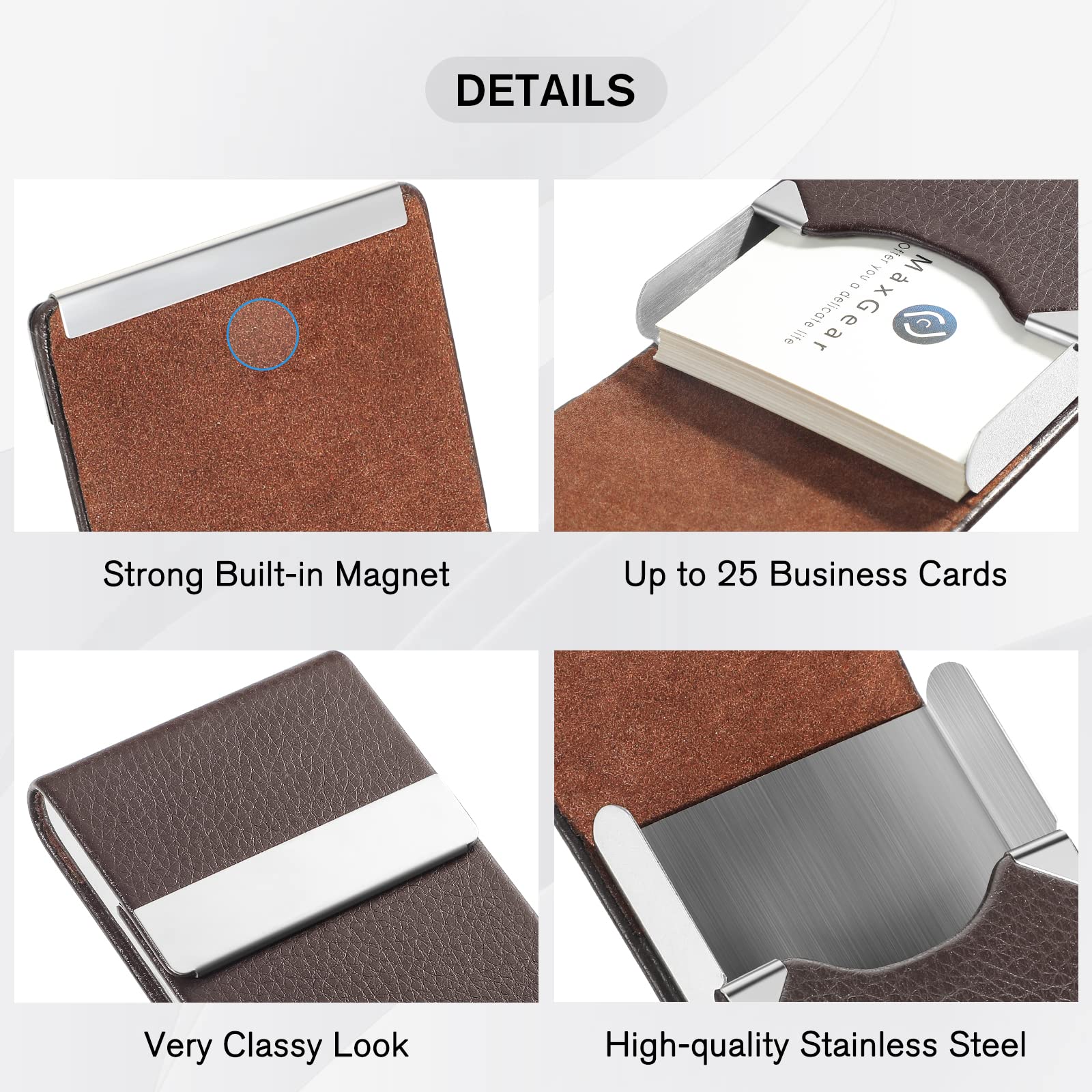 Zibuyu Business Card Holder for Meetings with Magnetic Closure 6x9.5cm PU Leather | 3 PCS