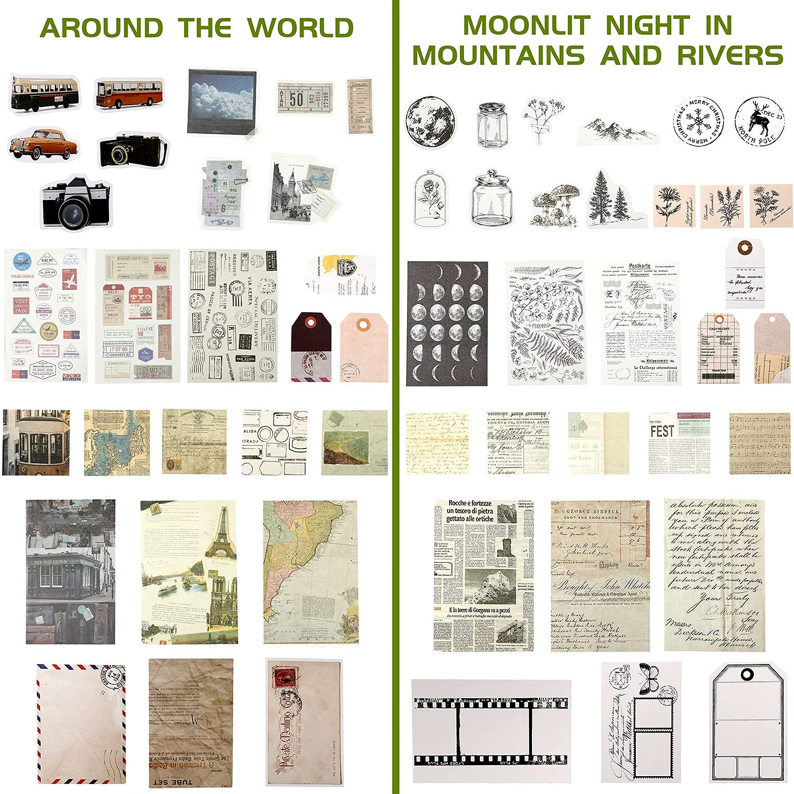 HASTHIP Scrapbooking Stickers for DIY Journaling and Diary Decoration featuring 120 Pieces Washi Paper Retro Designs