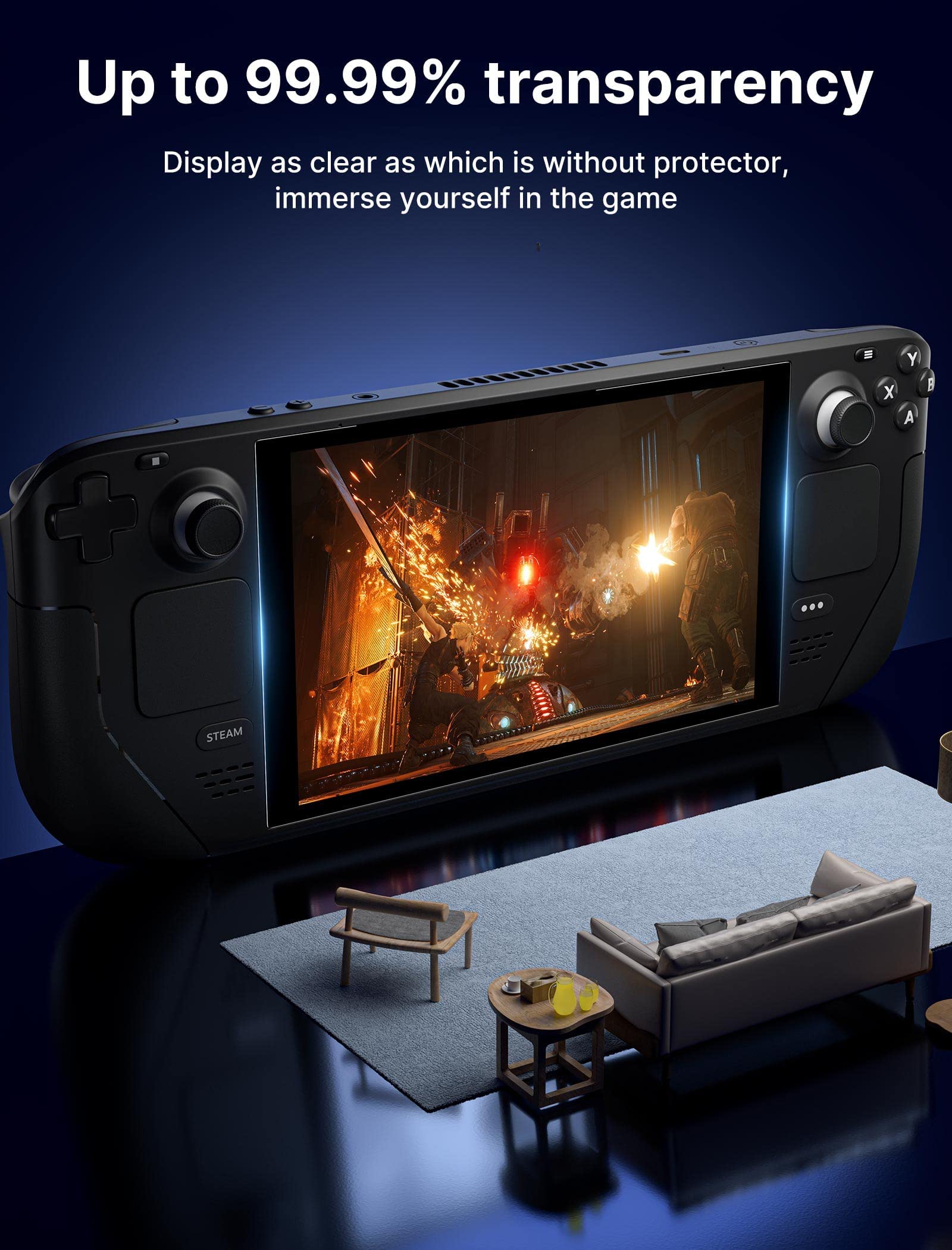 JSAUX ModCase for Steam Deck with Metal Stand Strap and 2 PCS 9H Tempered Glass | Full Protective Shell for Travel and Gaming