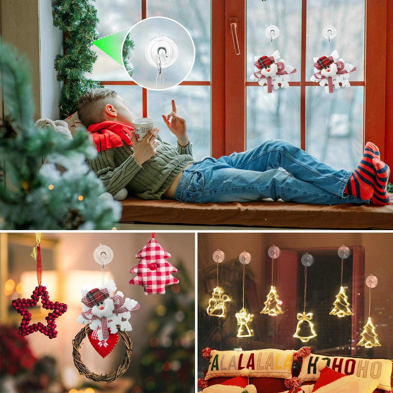 HASTHIP Suction Cup Hooks for Kitchen and Bathroom with 10 Pcs 1.77 in Clear PVC | Removable Reusable Metal Hooks