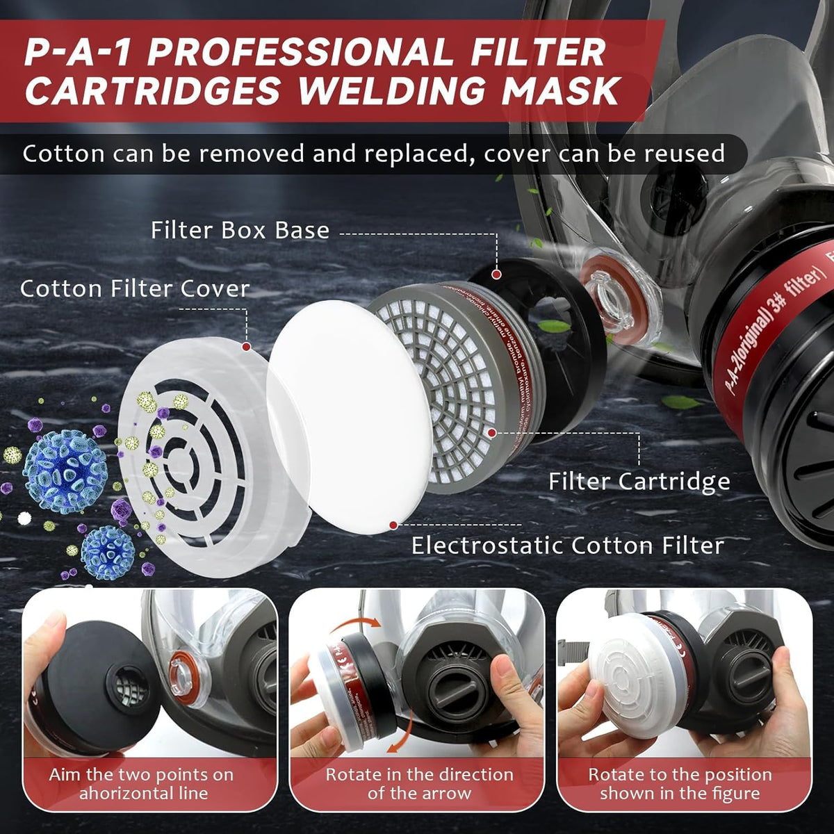 Gas Mask with 10 Replacement Filters for Painting & Construction ...
