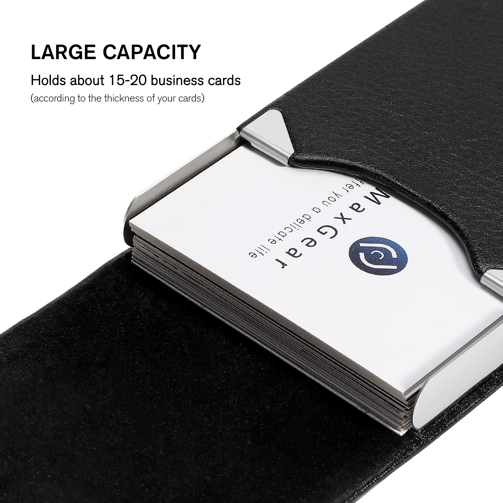 Zibuyu Business Card Holder for Men and Women with Magnetic Clasp 20 Cards 6x9.5cm Black | PU Leather Wallet Case