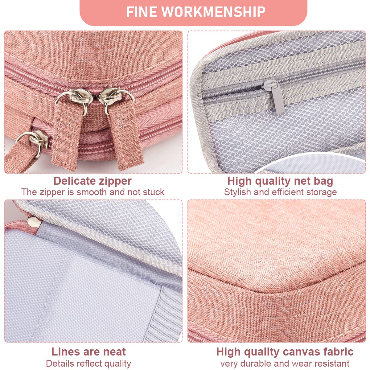 HASTHIP Pencil Case for School and Office with 8.3×4.1×2.4 in Large Capacity featuring Foldable Stand | Pink Canvas Pouch for Girls and Boys