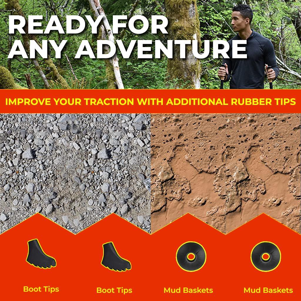 Proberos Trekking Poles for Hiking with Ergonomic Left and Right Straps 53 in Aluminum | Anti Slip Cork Handles