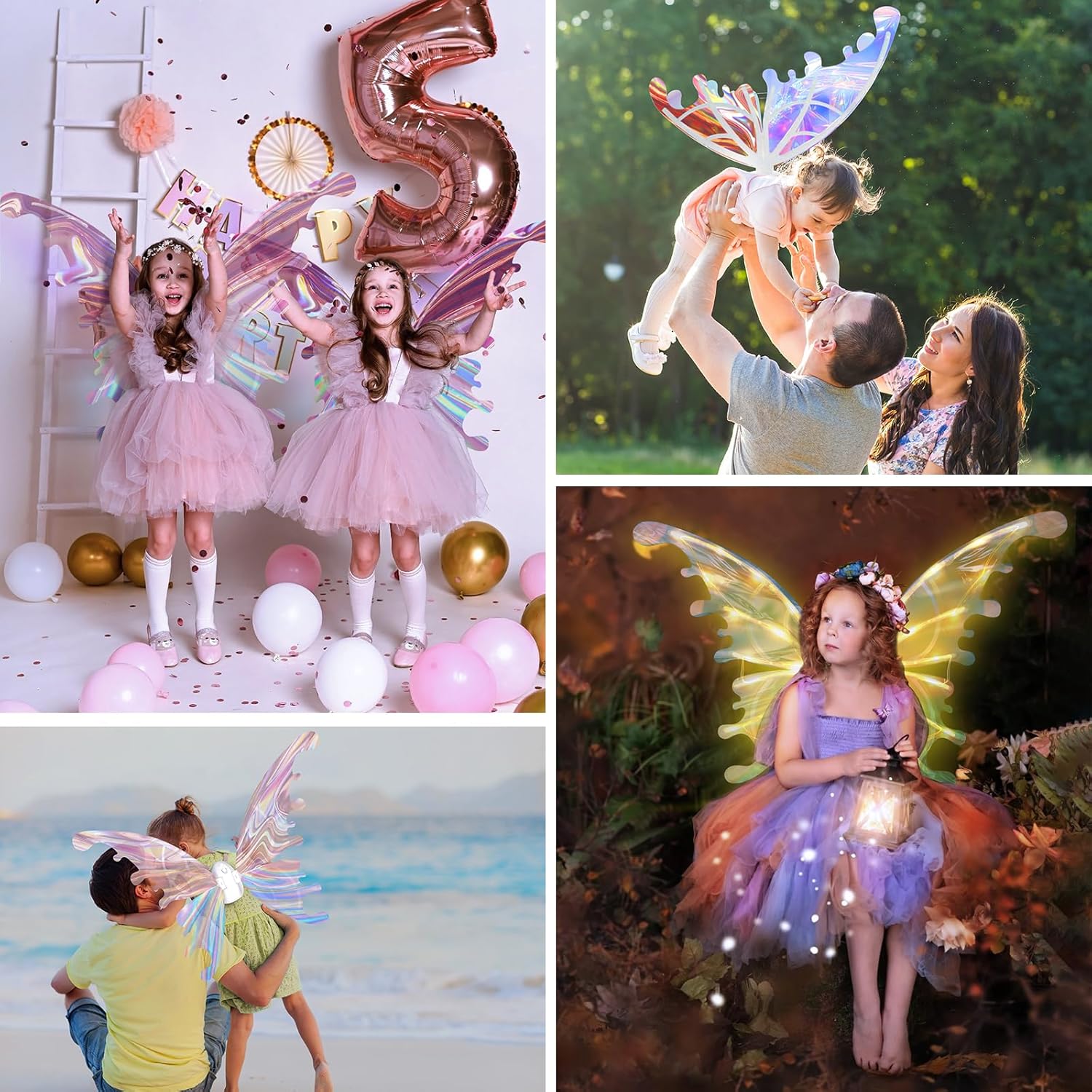 PATPAT® Electric Butterfly Wings for Girls with LED Lights and Music, Light Up Moving Fairy Wings for Halloween Christmas Birthday Party, Princess Cosplay Costume Accessory Gift for Kids 5+ Years