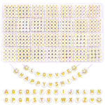 SANNIDHI® 1400pcs Alphabet Beads for Bracelets Jewellery Making Kit 28 Style Gold A-Z Acrylic Letters Round Letter Beads with Smile Face & Heart Beads for Friendship Bracelet Necklace DIY