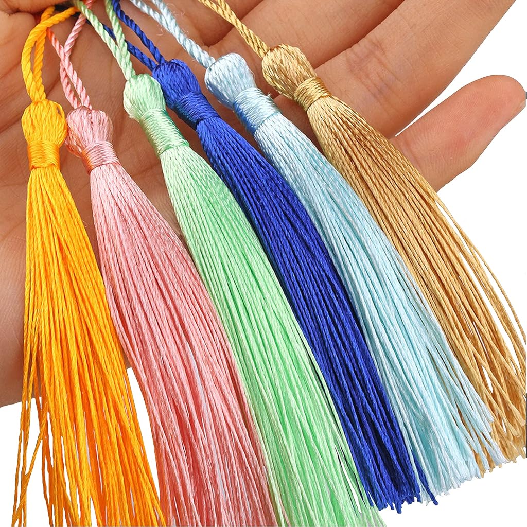 HASTHIP® Polyester 228PCS 38 Colors Handcraft Tassels with Loop for Jewelry Making Souvenir Bookmarks DIY Craft Accessory Multicolor