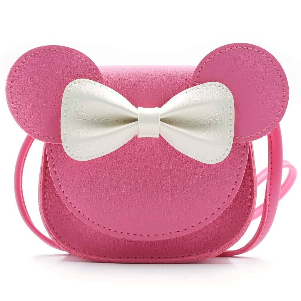SNOWIE SOFT Kawaii Sling Bag Girls Small Shoulder Bag Cute Pink Minnie PU Shoulder Bag Travel Crossbody Bag for Little Girls Gift for Girls Birthday Gift Christmas Gift, 17x5x14cm