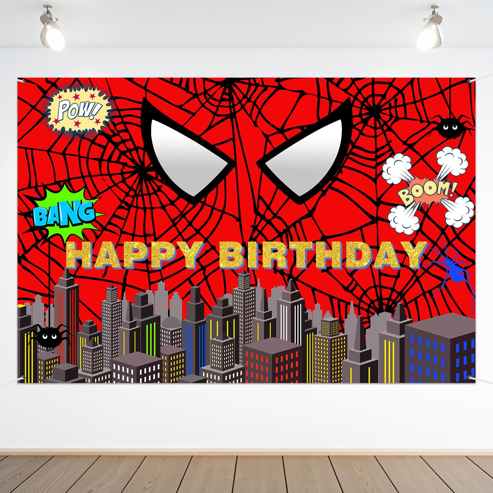 PATPAT® Red Spider Web Backdrop Party Decoration Supplies, 6 * 4ft Super Heros Photo Decor Banner for Boys Baby Shower Birthday Party Photography Background