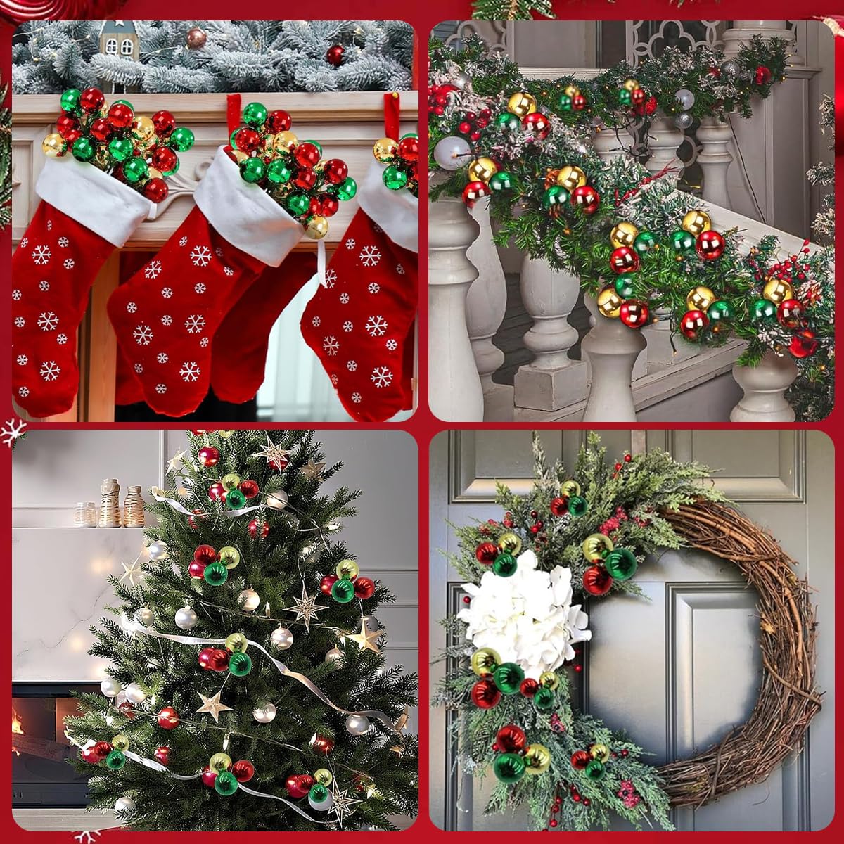 HASTHIP Christmas Ball Ornaments for Tree featuring 12 picks in red green and gold | festive home and DIY crafts décor