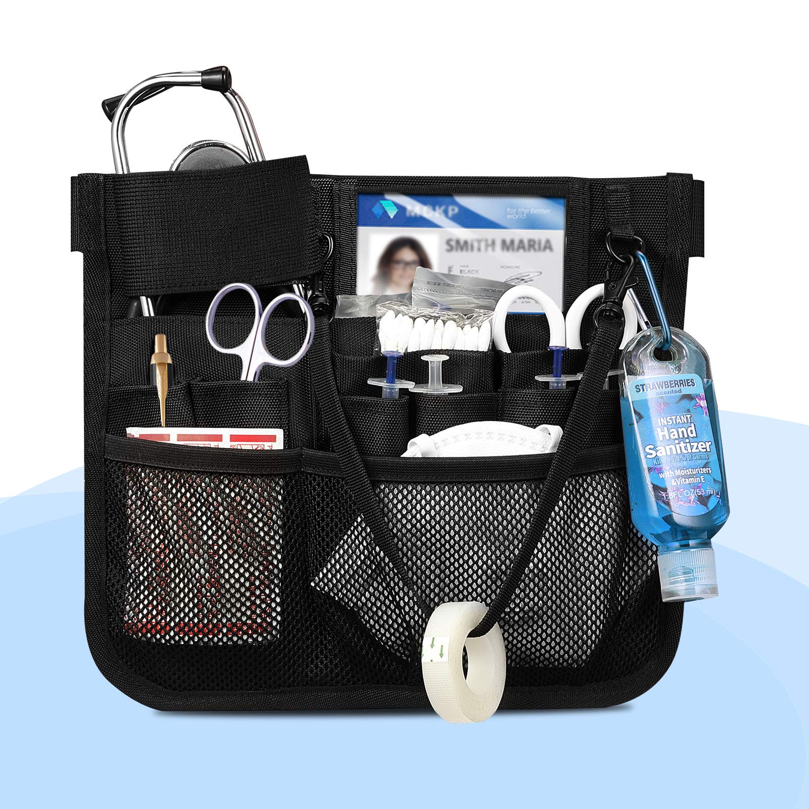 ZIBUYU Waist Bag for Nurses with Multi Compartment Design and Adjustable 24–45 in Belt | Black