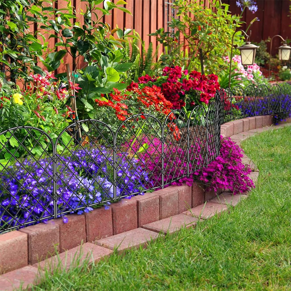 Supvox Metal Garden Fence for Outdoor Decoration with Semicircle Top | 5 Pack 33x43cm Panels