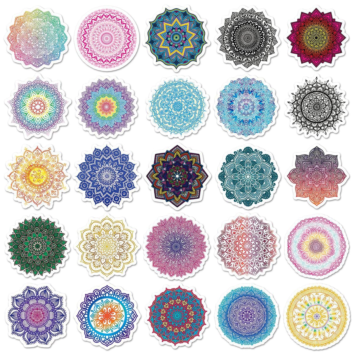 HASTHIP Mandala Art Stickers for DIY Crafts featuring 50 pcs waterproof vinyl decals | reusable and residue free