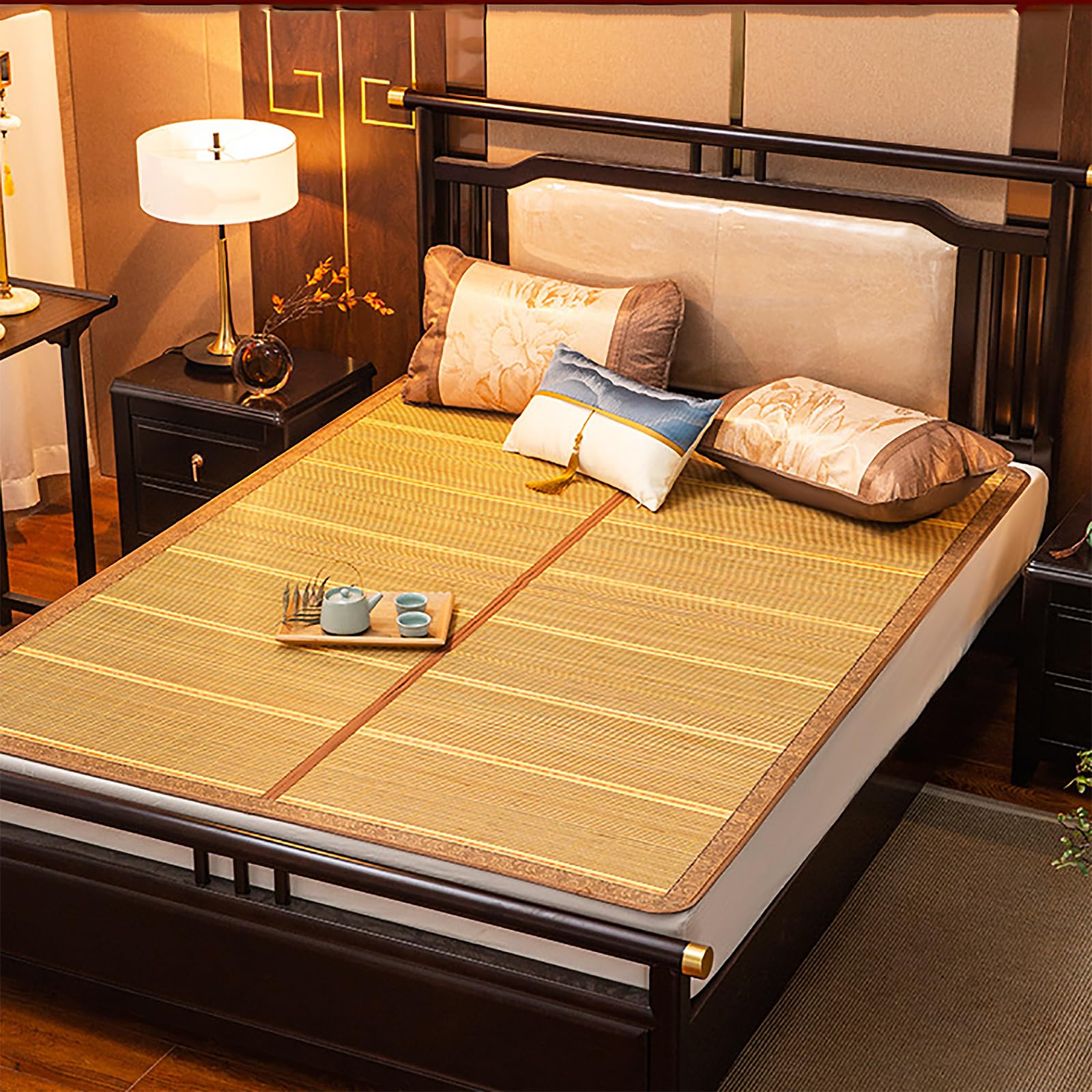 HASTHIP® Sleeping Mats for Home - Mats for Floor Sleeping Mat with Bed Foldable Double Sided Cool Bamboo Mattress for Home, School, Dormitory, Single or Double Bed 0.6x1.8m