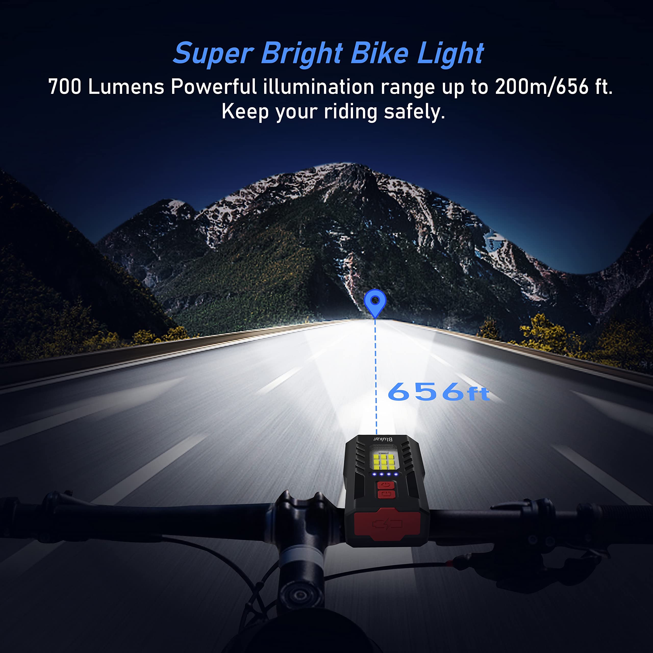 Proberos  800LM Cycle Light Set, Rechargeable Super Bicycle Lights, Runtime 8+ Hours, 6 Lighting Modes, Waterproof Bike Front Head Light and Back Tail Rear Light Reflectors for All Bike,Mountain