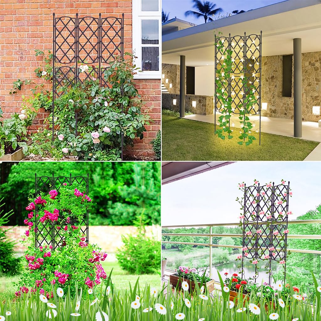 HASTHIP Garden Trellis for Climbing Plants with Interlocking 6pcs Design 46.5x90cm | PE & PP Resin Support for Vines and Roses