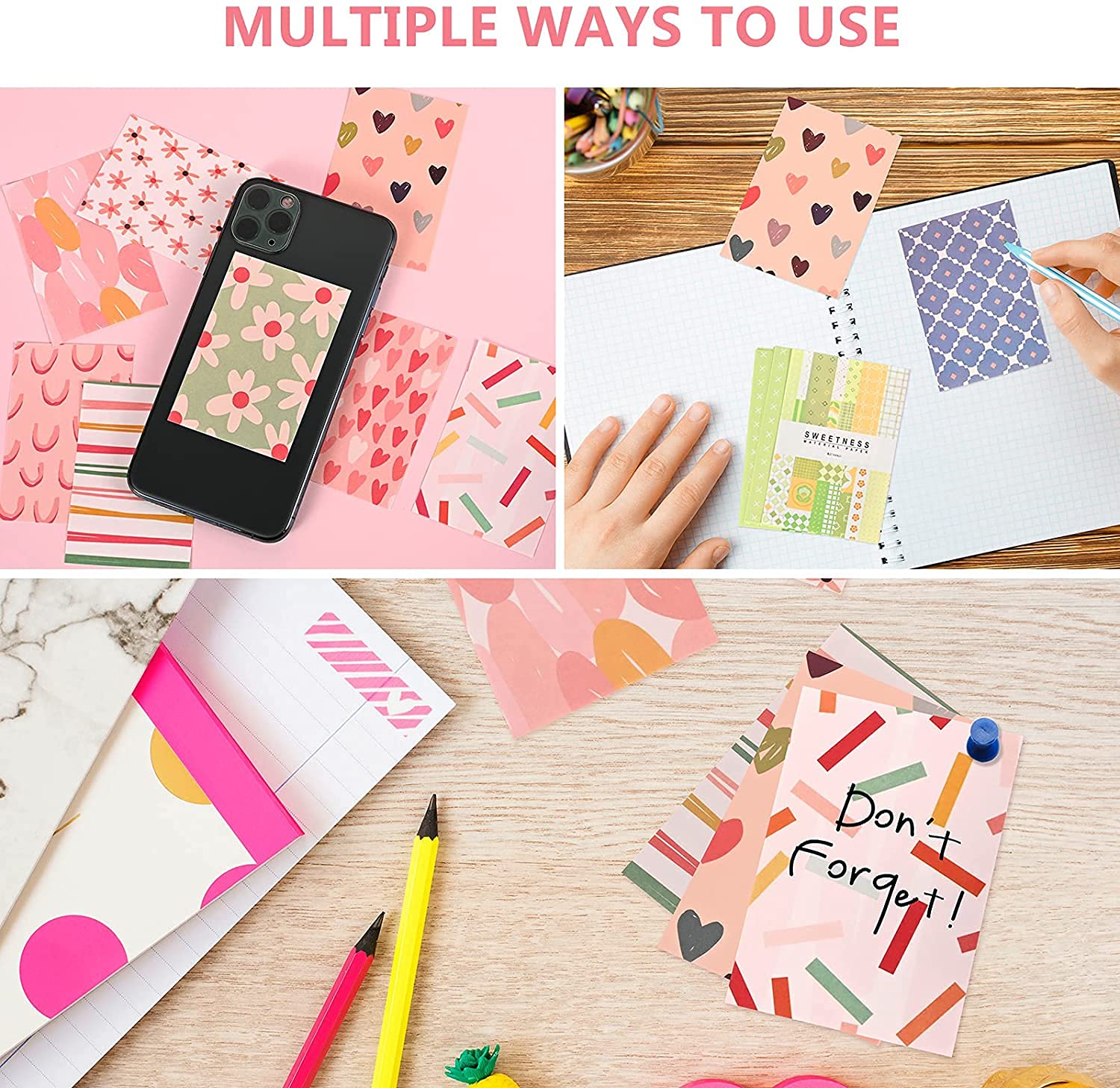 ELEPHANTBOAT Scrapbook Paper for DIY Journaling with Matte Texture and 450 Pieces | 9 Sets