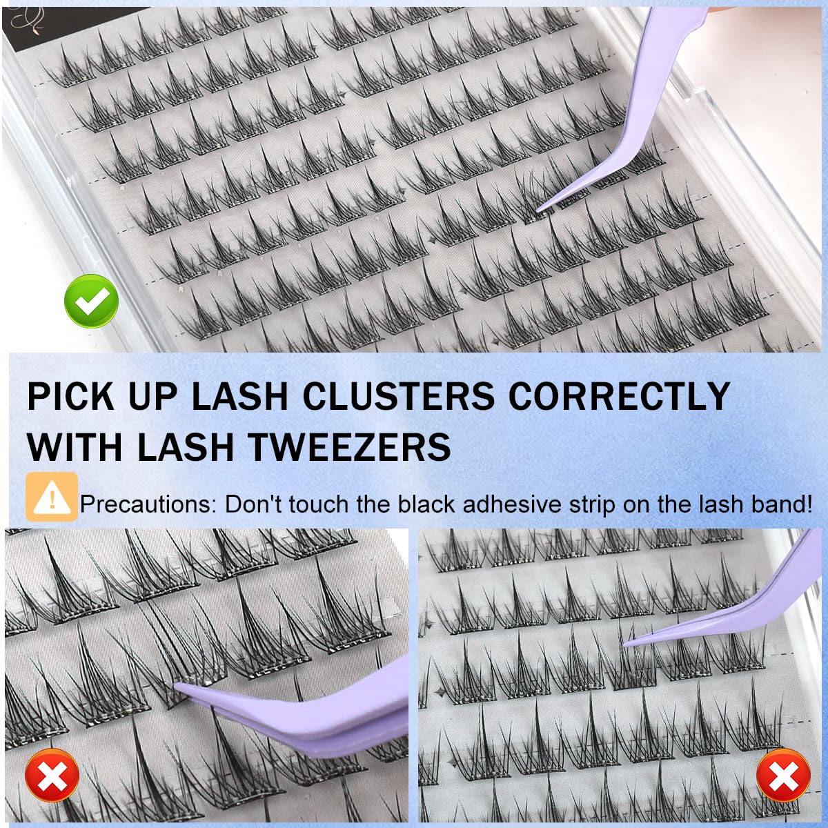 MAYCREATE Pre-glued False Eyelashes Kit with Tweezer and 120 Pcs Clusters 10/11mm | DIY Lash Extensions for Natural to Party Looks