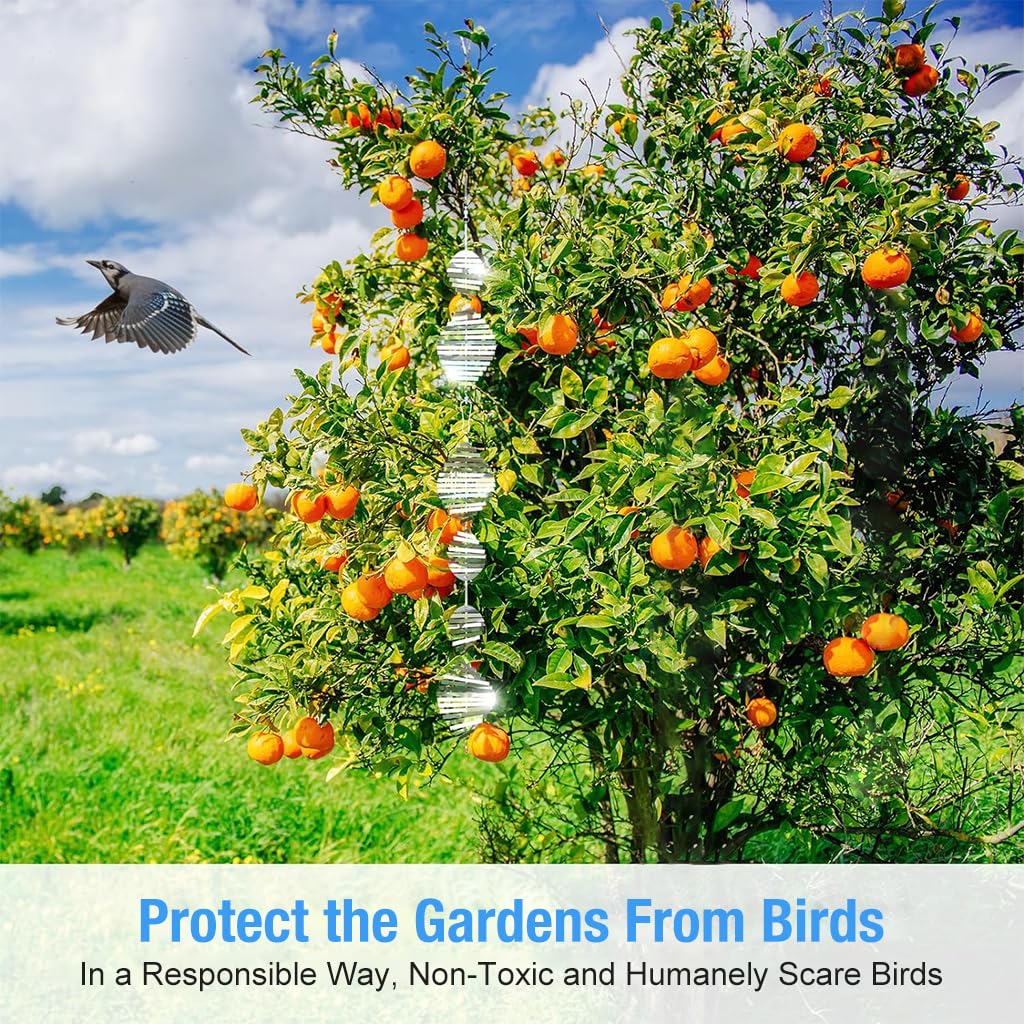 HASTHIP Bird Deterrent Reflective Hangings for Balcony and Garden featuring 45cm Rotatable Metal Spirals | Outdoor Bird Repellent Decor