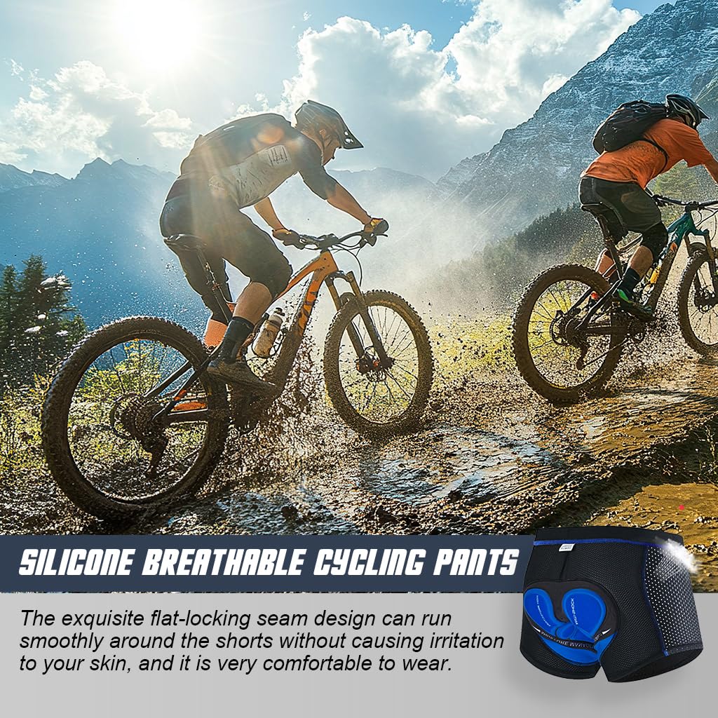 PROBEROS Men’s Cycling Shorts for Long Rides with 3D Gel Padding and Quick Dry Fabric | Blue