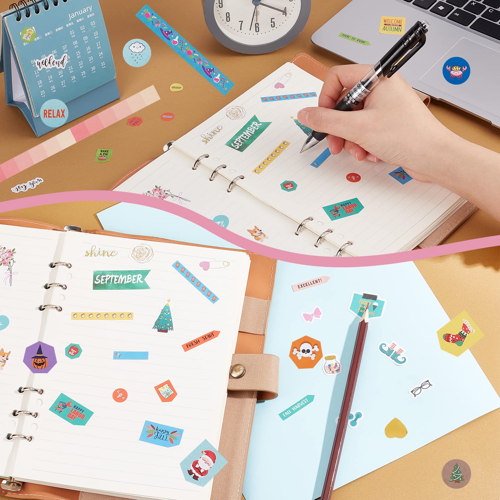 HASTHIP Planner Stickers for Calendar and Scrapbooking with 16 Sheets | Self‑Adhesive Paper