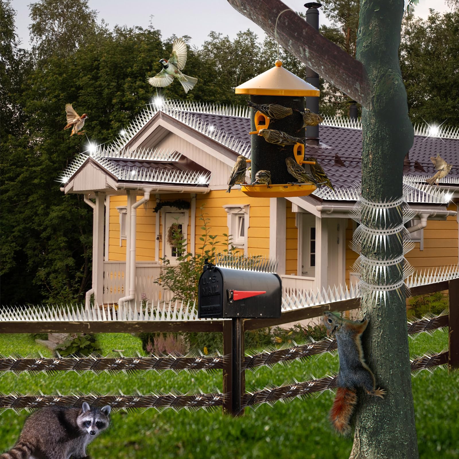 HASTHIP Bird Deterrent Spikes for Outdoor Surfaces with Double Row 100 cm Stainless Steel | Repels Birds and Rodents