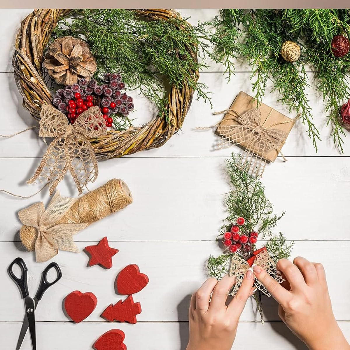 PATPAT Jute Burlap Ribbon for DIY Crafts and Gift Wrapping featuring 4 Rolls 6.6ft Natural Jute | Rustic Event and Wedding Decorations