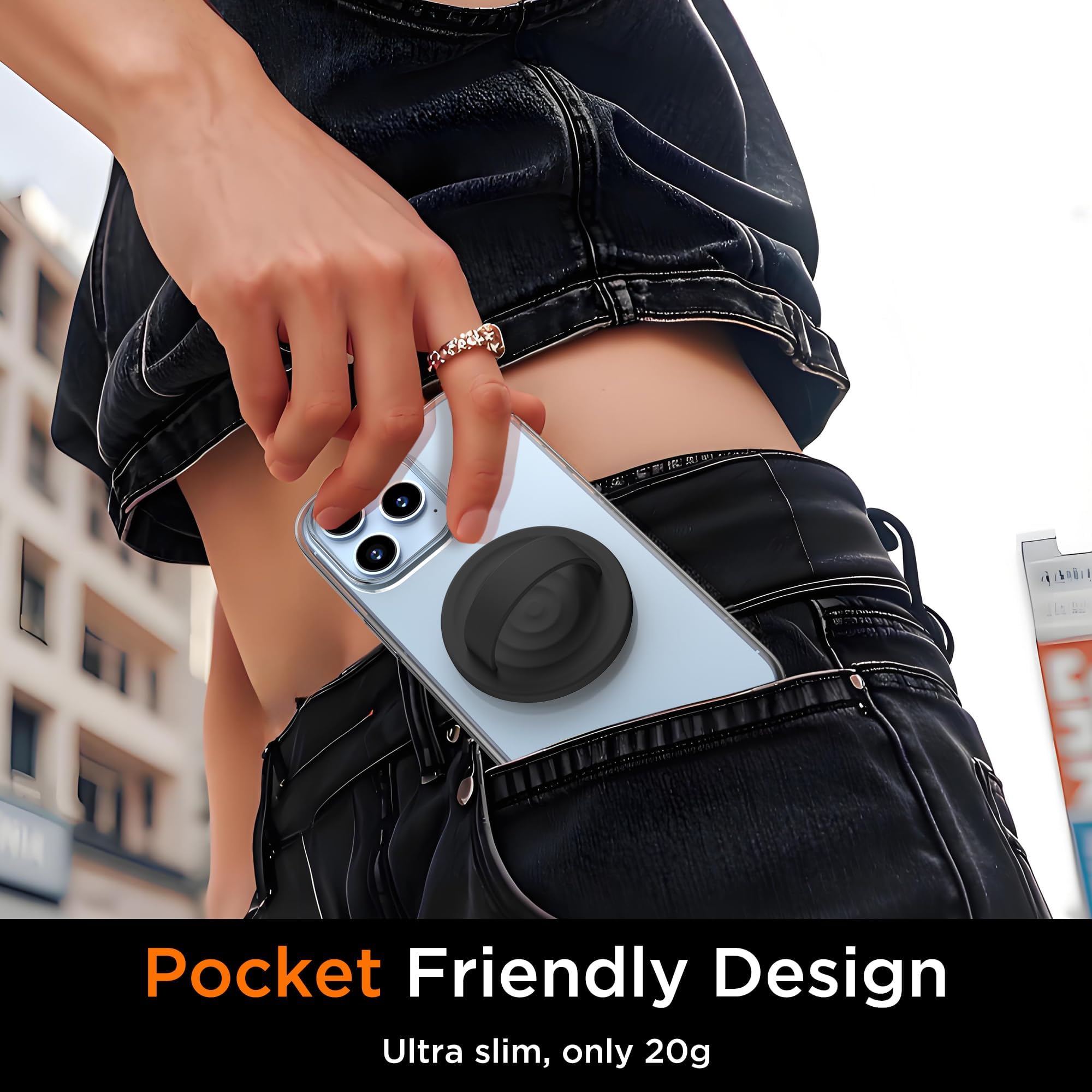 ZORBES Silicone Magnetic Phone Grip Holder for iPhone 16–12 with 360° Rotation | Ergonomic Loop Design