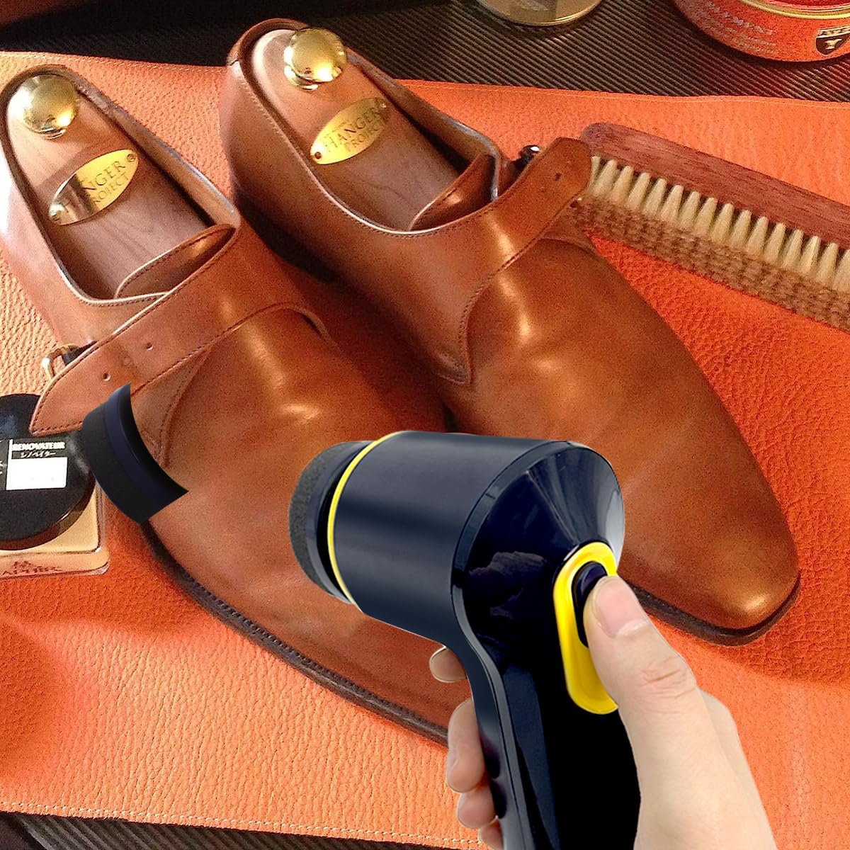 HASTHIP Electric Shoe Brush for Leather Shoes with 3 Brush Heads and 1200mAh USB Rechargeable System