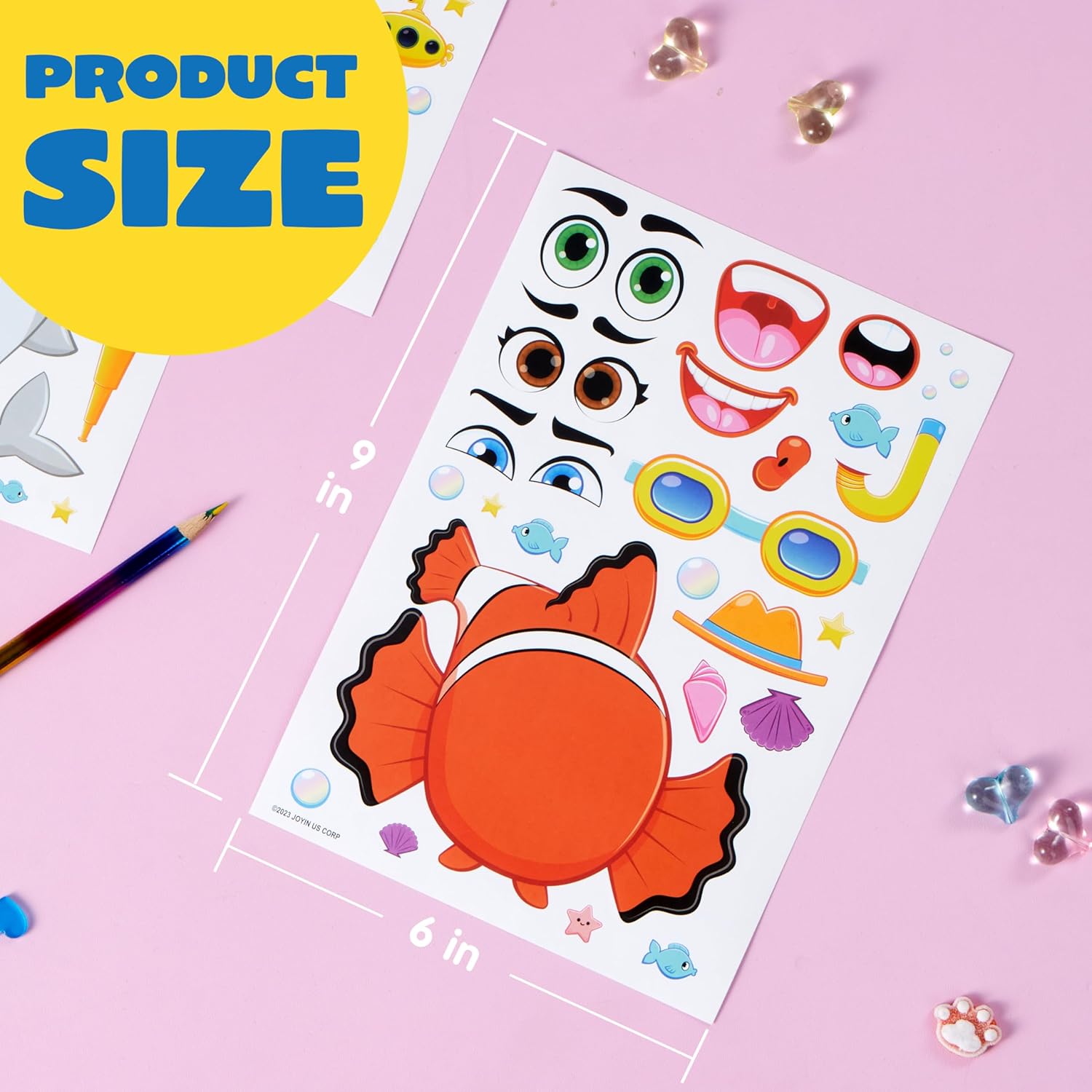 PATPAT® 24 Sheets Make-a-Face DIY Animal Stickers for Kids Activity, Cartoon Cute Lion Whale Unicorn Fish Octopus Monkey Sticker Set for Fun Craft, Educational & Interactive Stickers for Children
