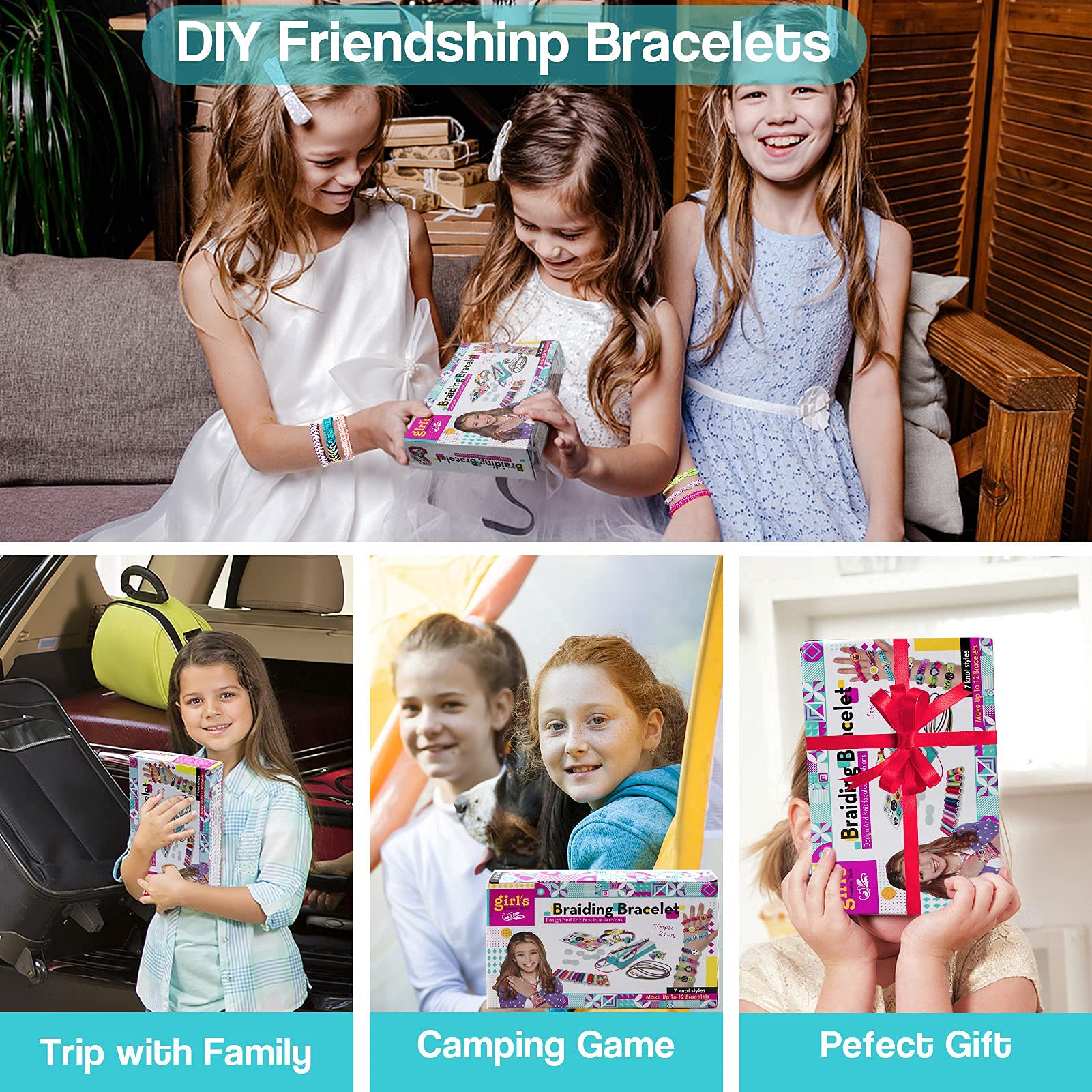 SNOWIE SOFT Friendship Bracelet Making Kit with 57PCS Loom Tool for Girls | DIY 12 Bracelets