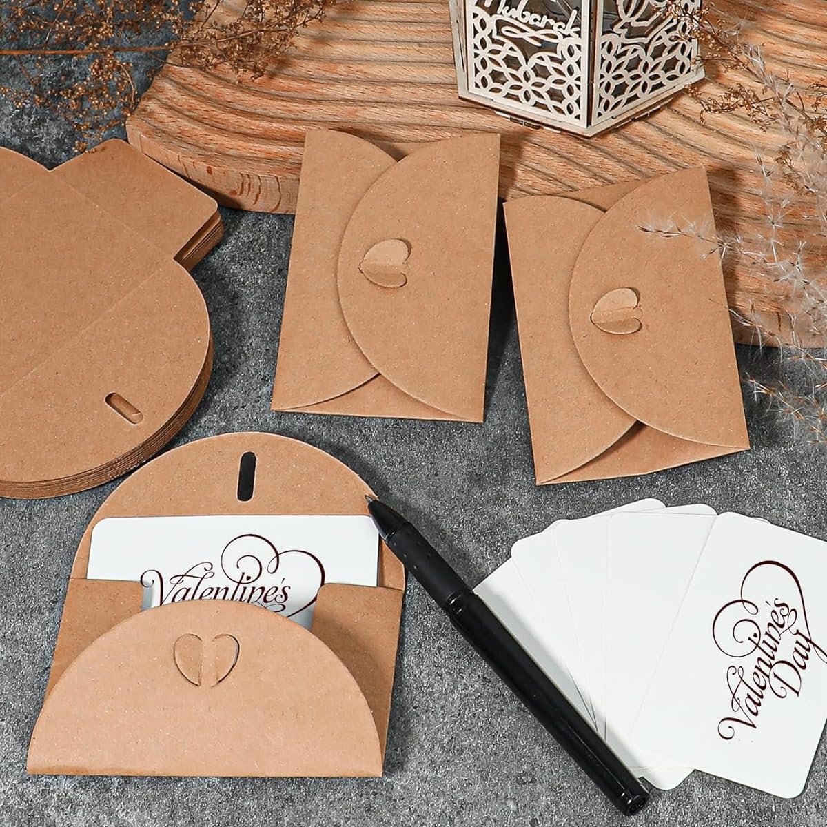 OFIFO Envelopes Set for Greeting Cards and Invitations with 50 Blank Cards 4.1x2.7 in | Light Brown Paper