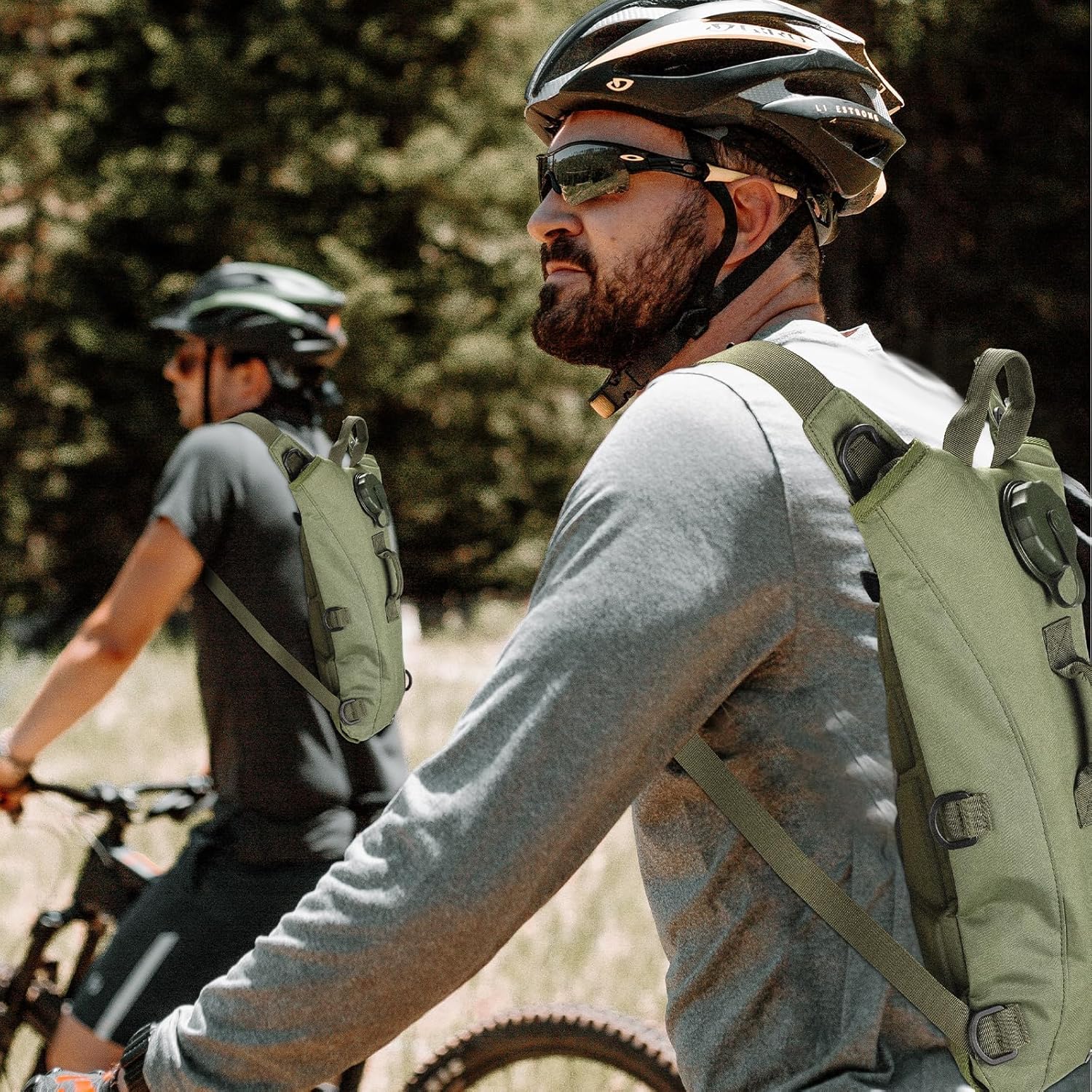 Optifit Trekking Hydration Backpack with 3L BPA Free Bladder featuring Leak Proof Tube | Waterproof Army Green for Hiking Biking and Running