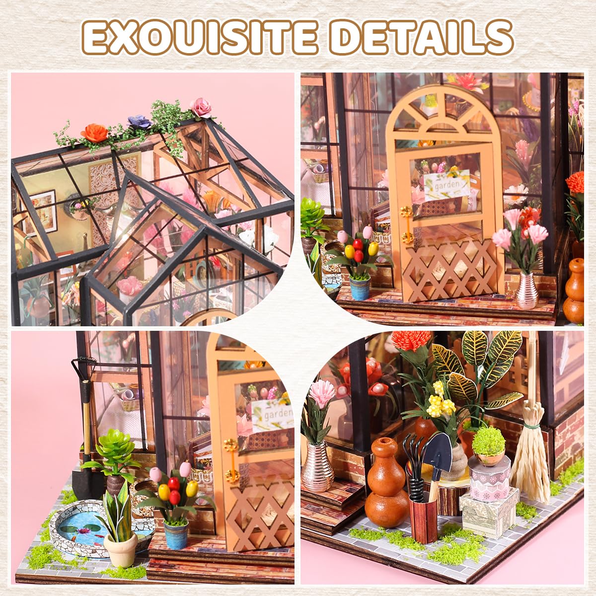 PATPAT DIY Miniature House Kit for Adults featuring LED Light and 7.87x7.87x7.08 in Design | Lovely Wooden Dollhouse Craft