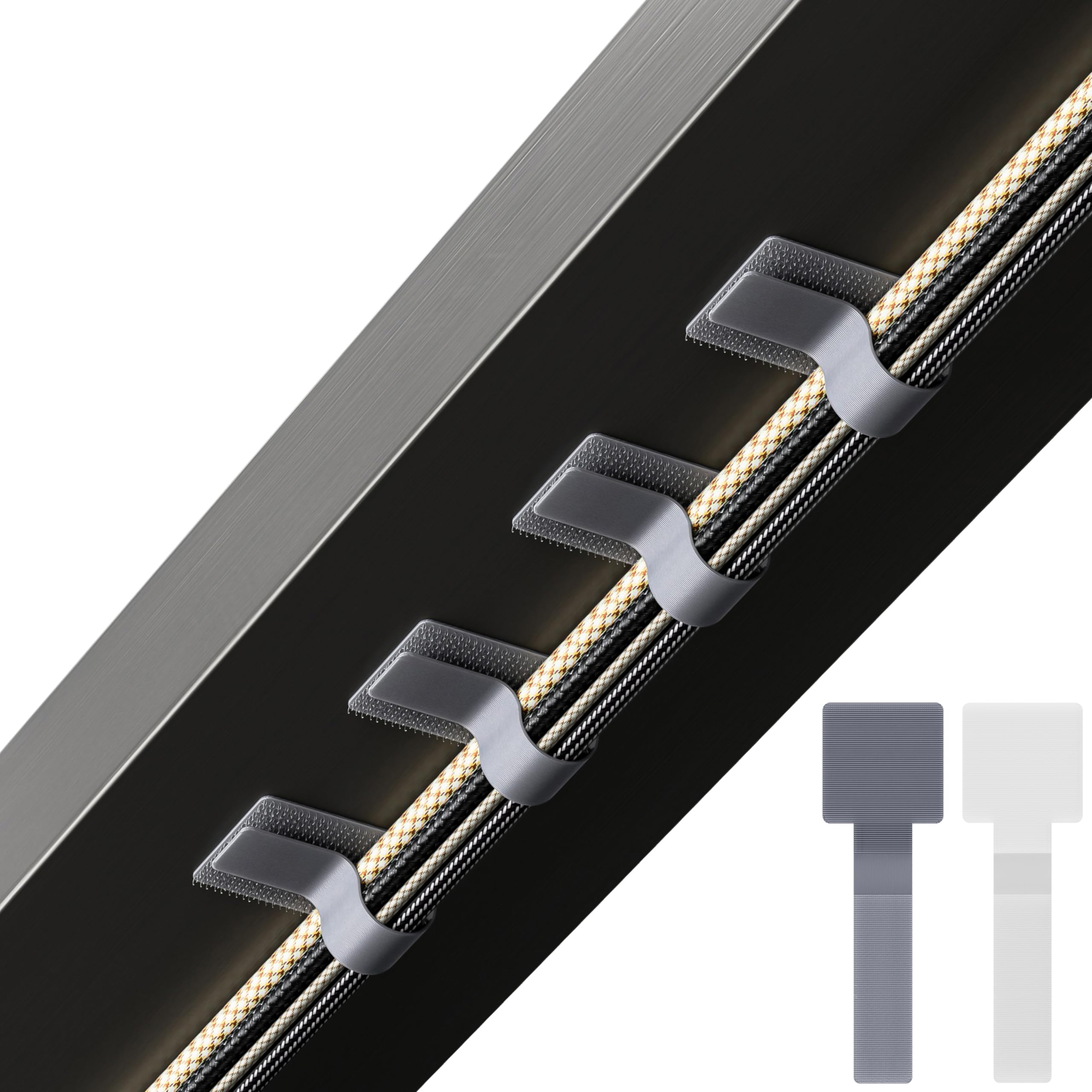 Serplex® 40Pcs Self-adhesive Cable Organizer Strap, Hook and  Loop Strap,  Under Desk Cable Line Retainer Fasteners Straps for Power Cable