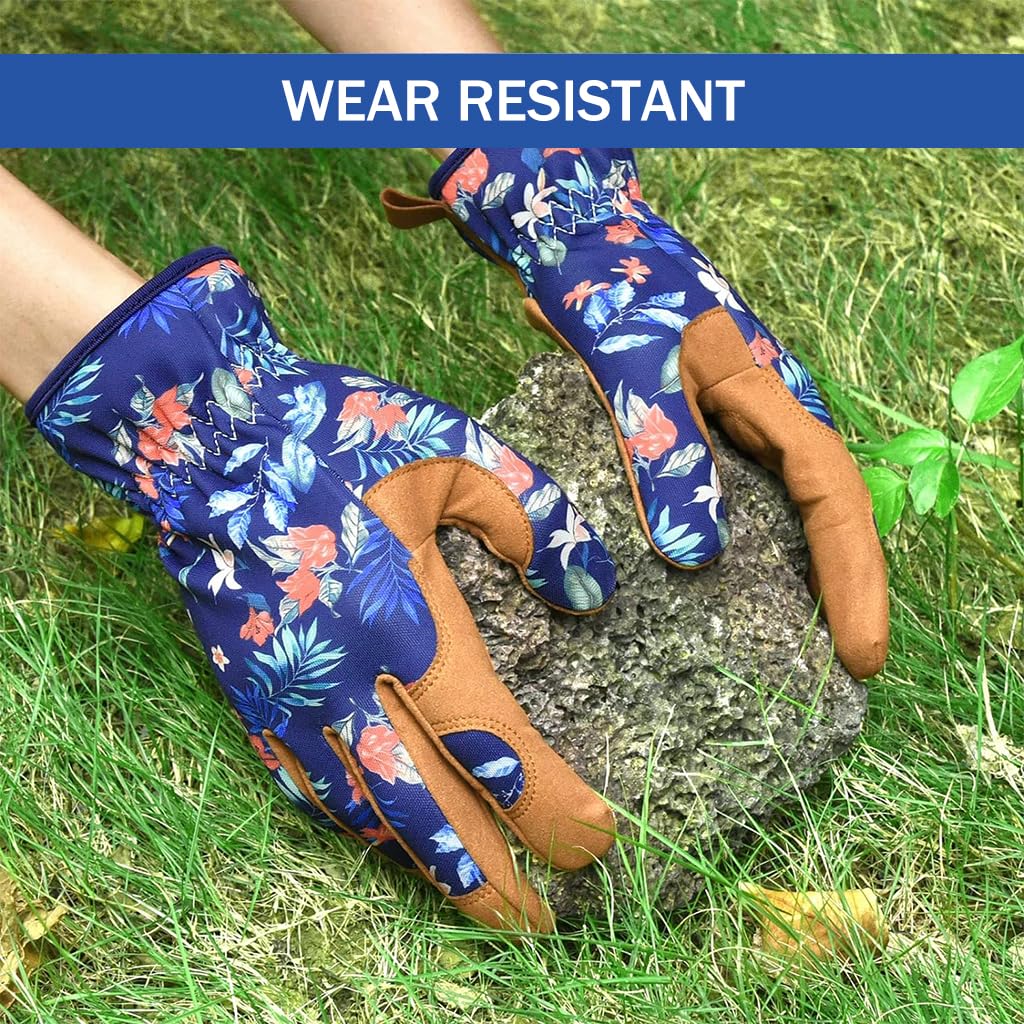 HASTHIP Gardening Gloves for Garden Home, Puncture Resistant Garden Gloves for Pruning Blackberries/Thorny Bushes/Roses/Wild Plants, Heavy Duty Garden Farming Gloves for Weeding, Gardening