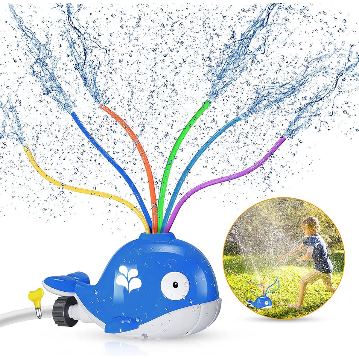 PATPAT® Water Toys for Kids Blue Whale Water Sprinkler with 6 Swing Tubes, Bath Toys for Kids Fun Spray Outdoor Toys for Kids, Water Toys for Kids Bath, Kids Bath Toys Gifts for 3+ Years Old