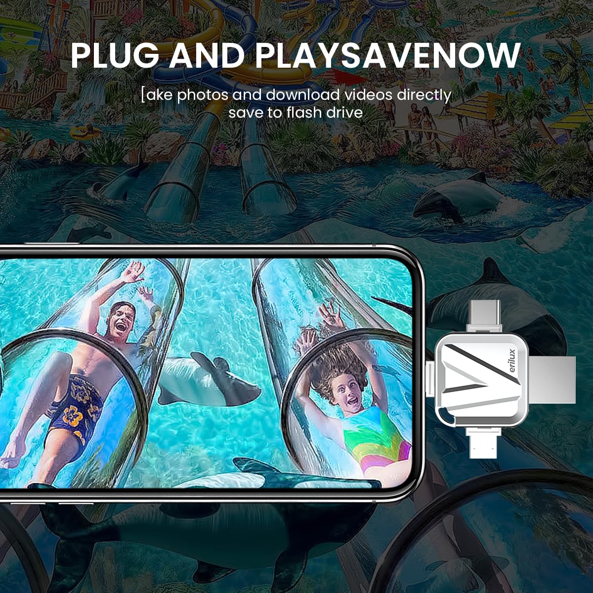 Verilux Pendrive 256GB for iPhone & Android with 4 in 1 USB3.0 Type C Design | Metal Body