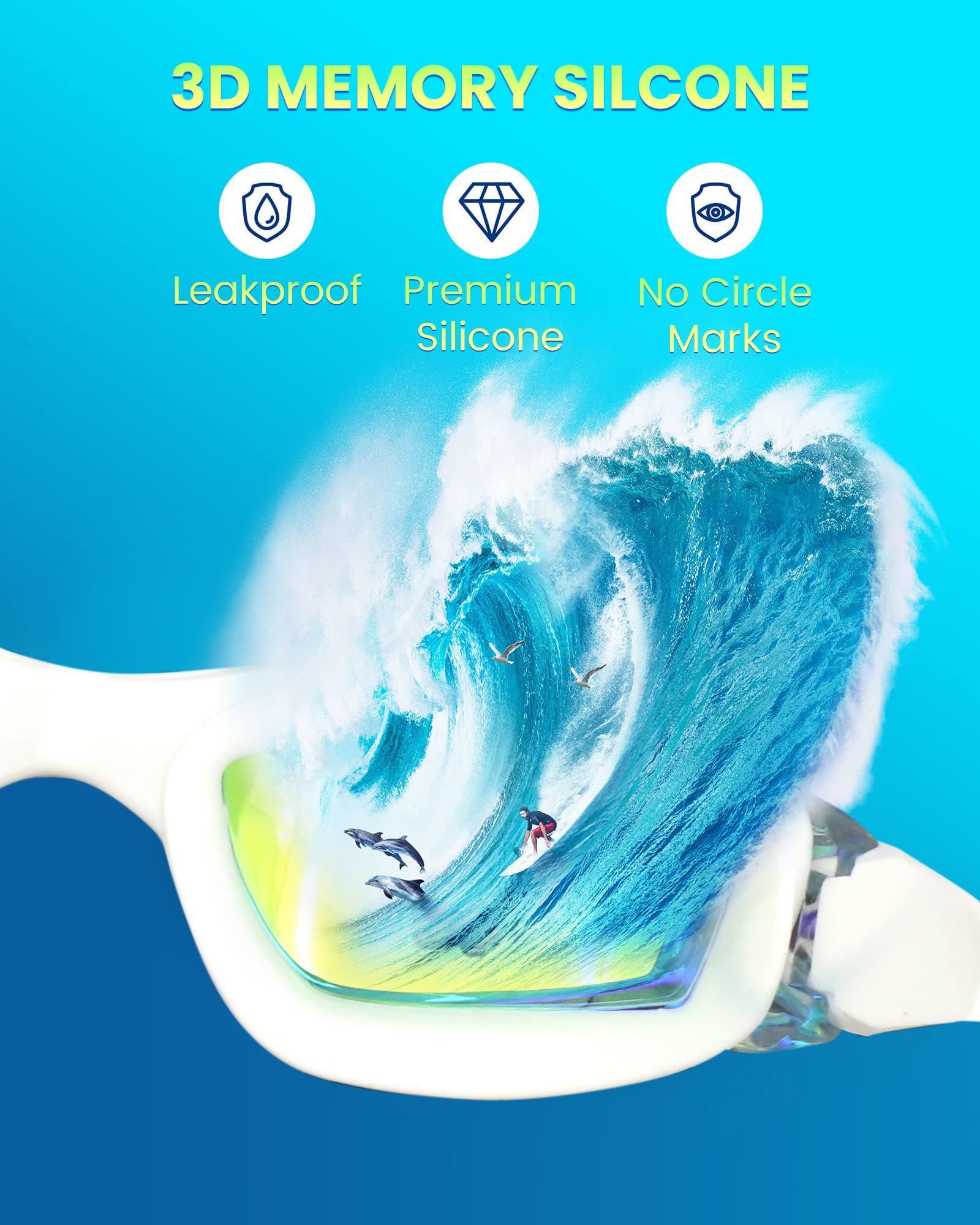 PROBEROS Swimming Goggles for Adult Use with Anti-fog and UV Protection | Adjustable Silicone Fit