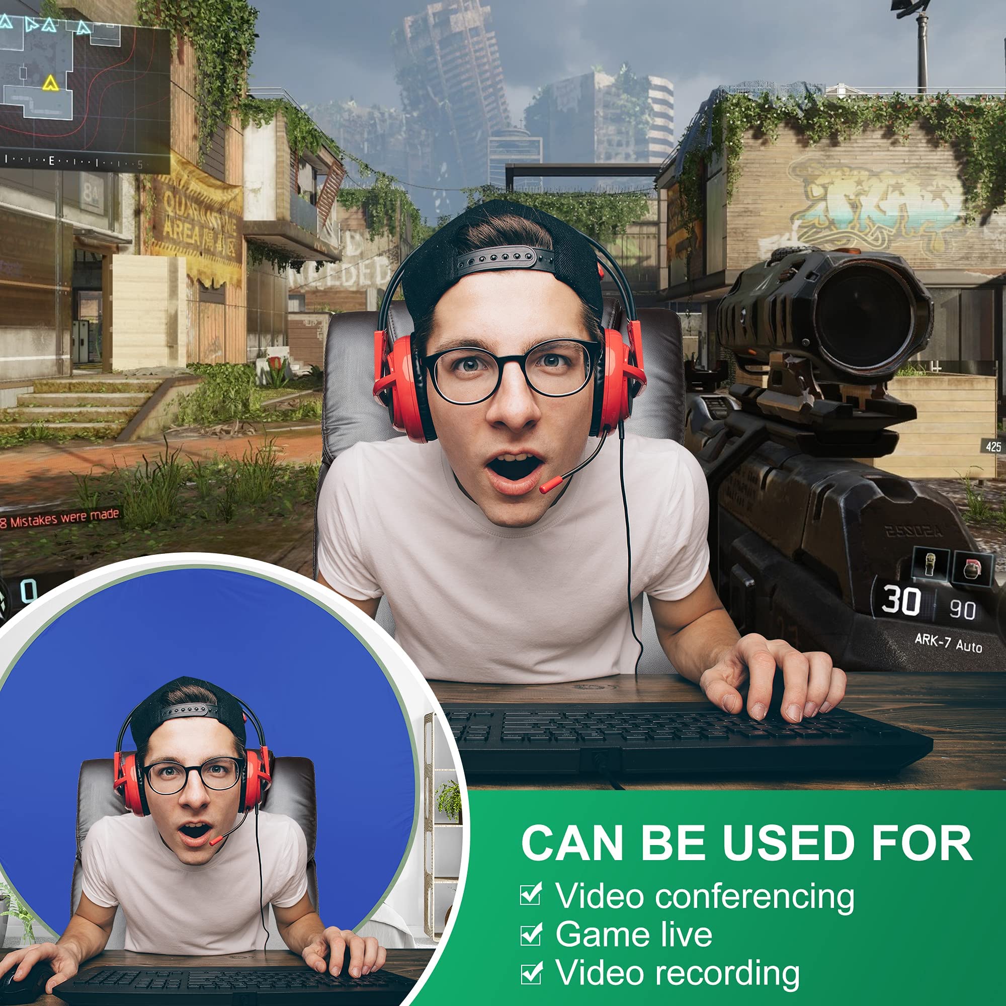 HASTHIP Blue Green Screen for Chair Background with Double Layer Design 142cm | Ideal for Zoom and Live Streaming