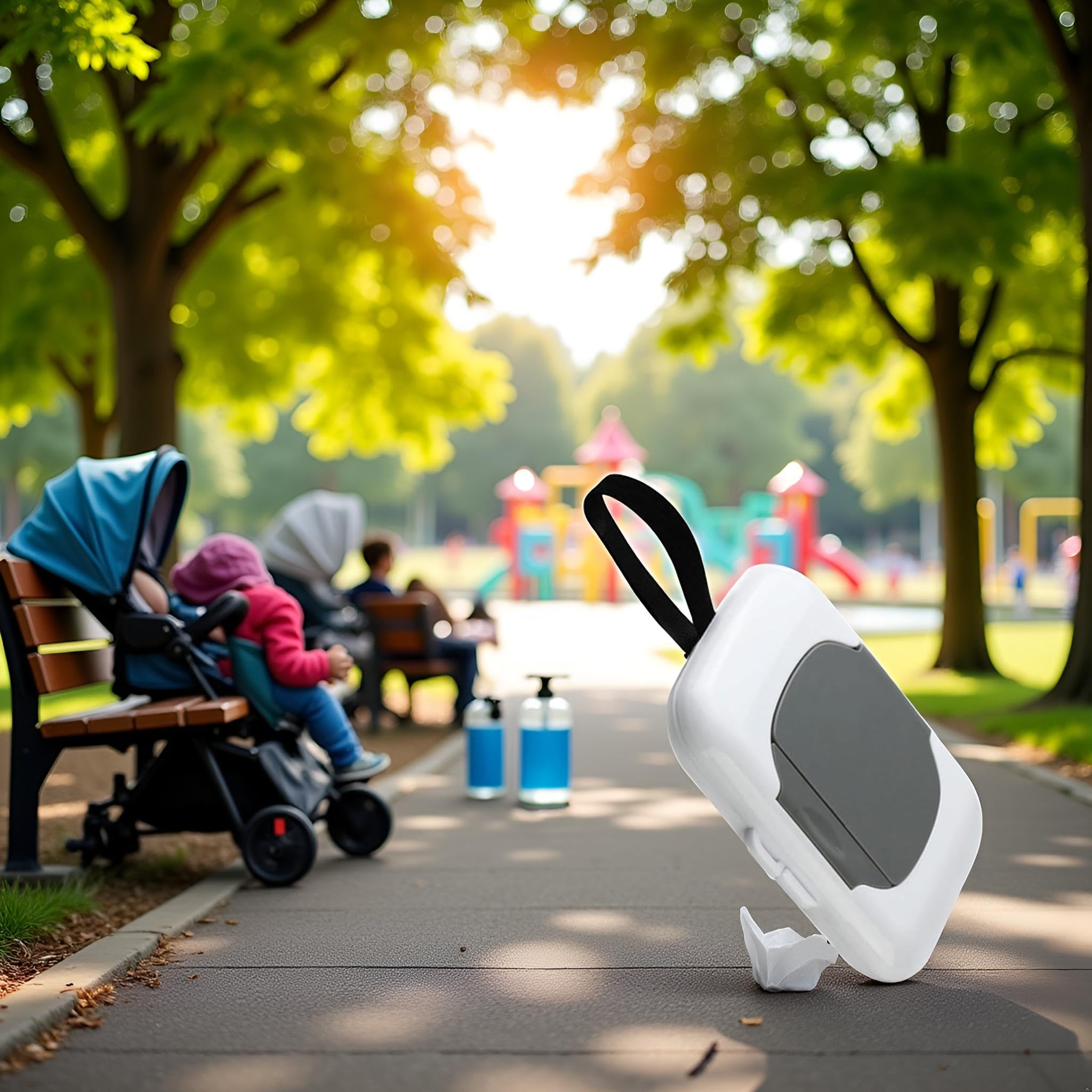 SNOWIE SOFT Travel Wipe Holder for Baby and Outdoor Use with Secure Lid and Lanyard | 16.5x13x3cm Refillable PP Box in Grey