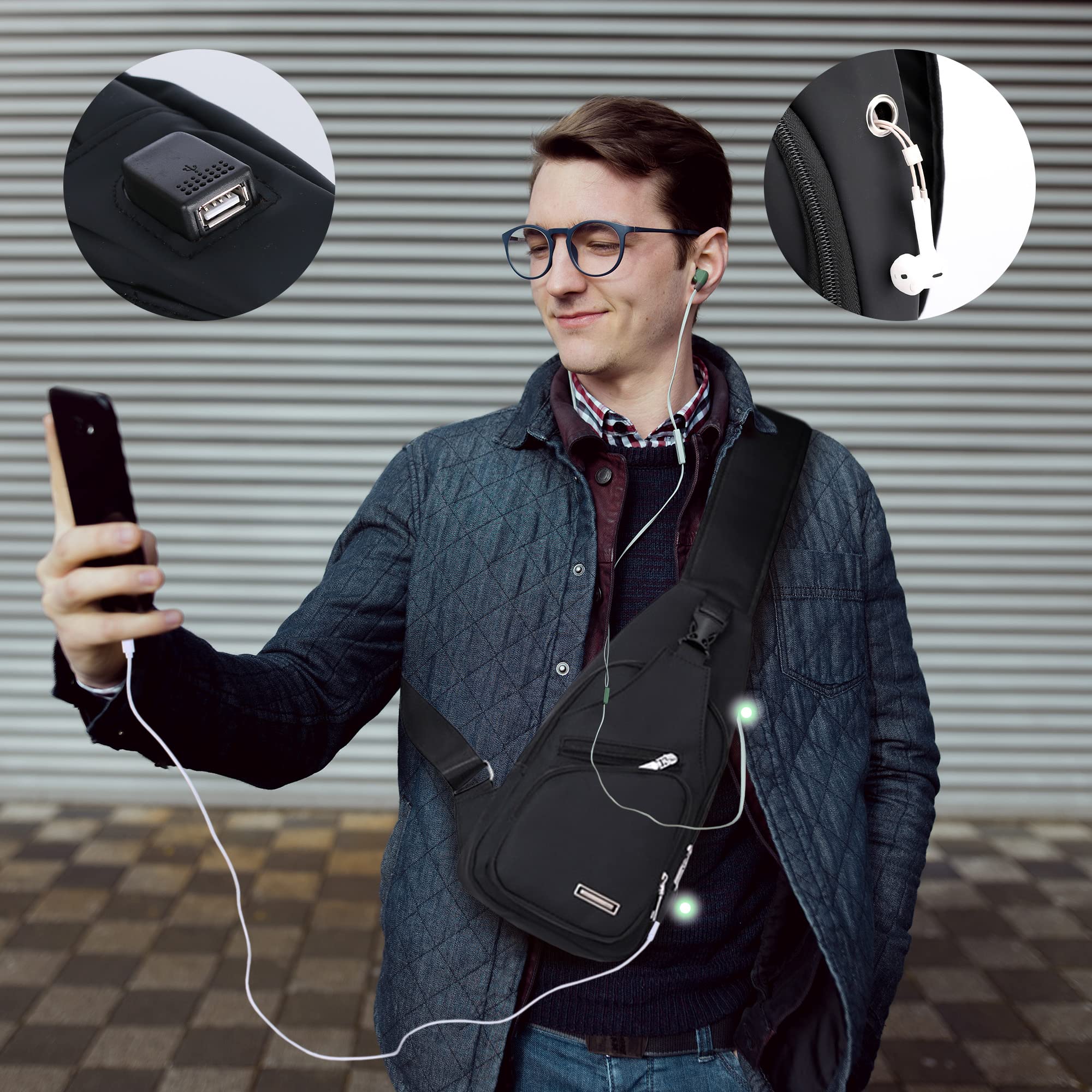 GUSTAVE Cross Body Bag for Men with Cable Vent and Adjustable Strap | Ideal for Travel