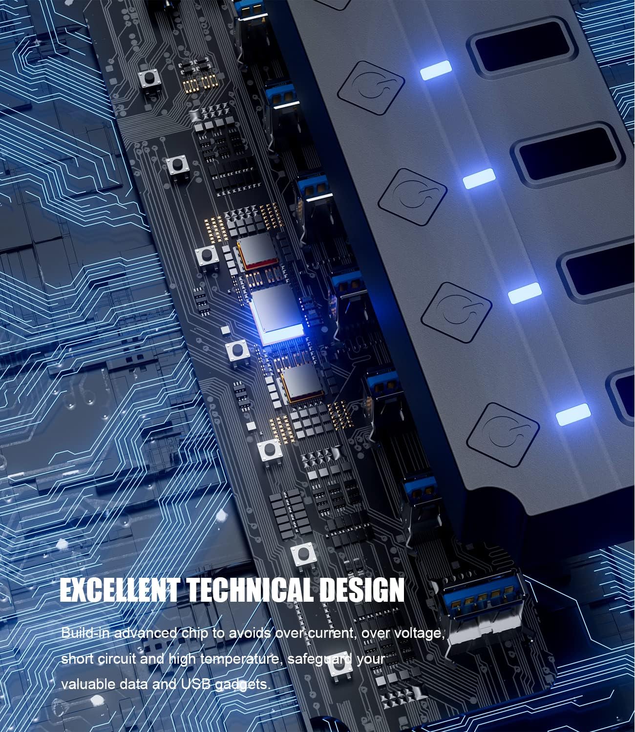 ZORBES USB Hub 3.0 for PC with 7 Ports and Individual Switch Control | 5Gbps Data Transfer