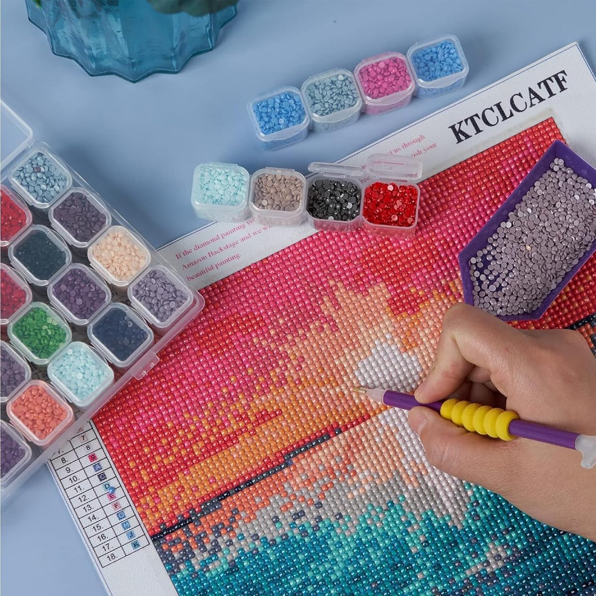 HASTHIP Diamond Painting Tools Kit for DIY Art with 46 pcs and 28 grid organizer box