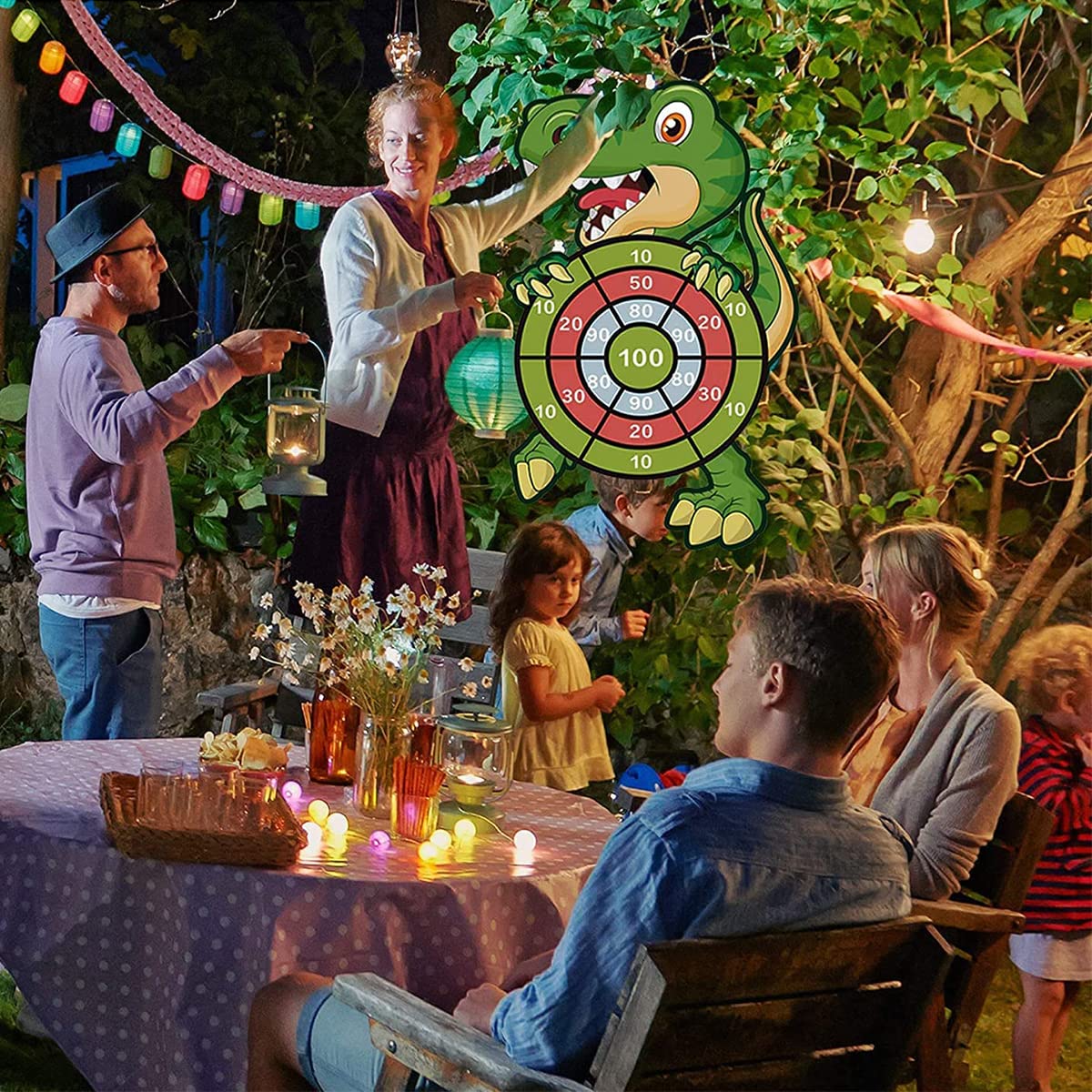 PATPAT Dart Board Dinosaur Toys for Kids with 12 Sticky Balls for Indoor and Outdoor Play